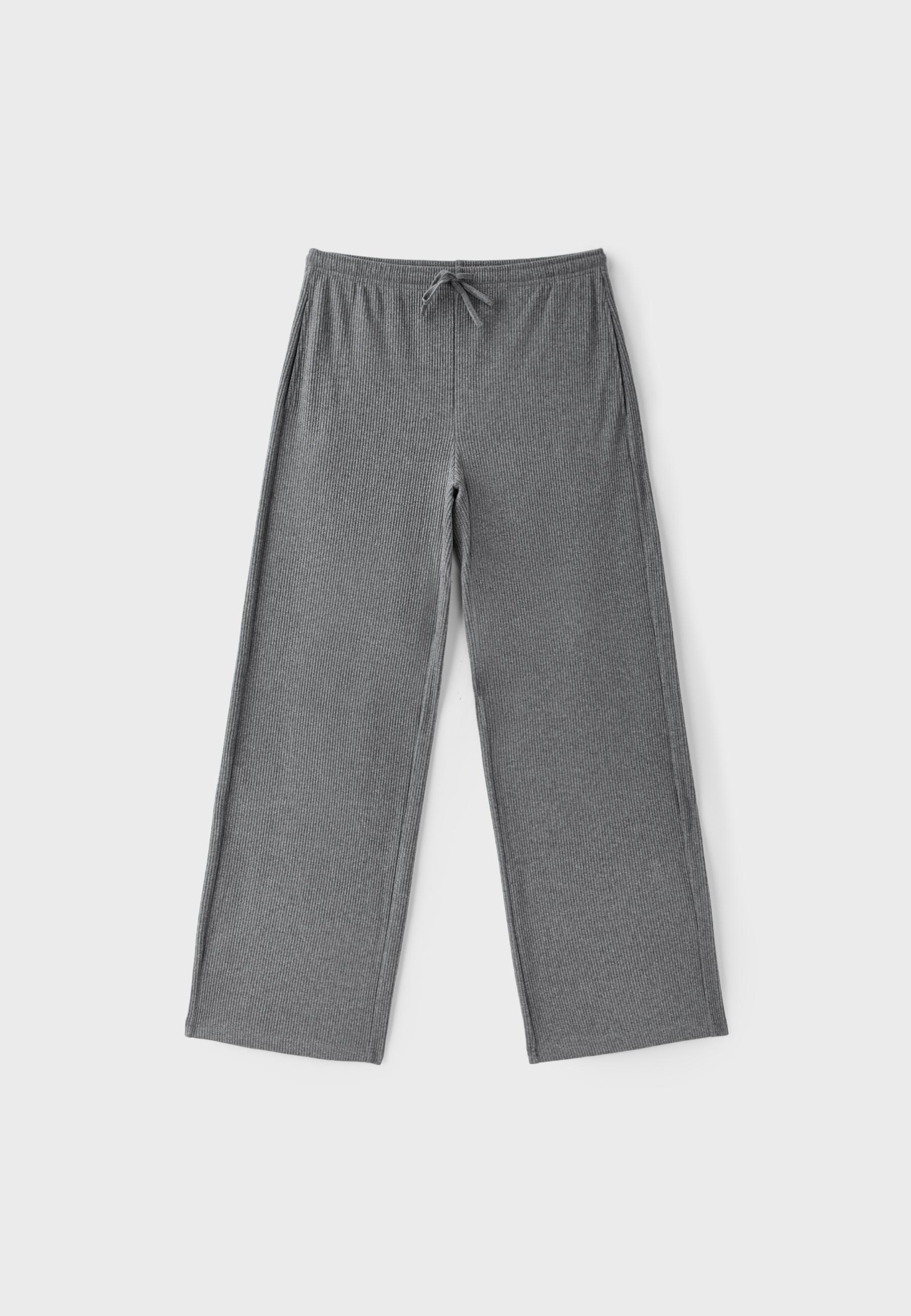 Soft-touch ribbed trousers — Dark grey