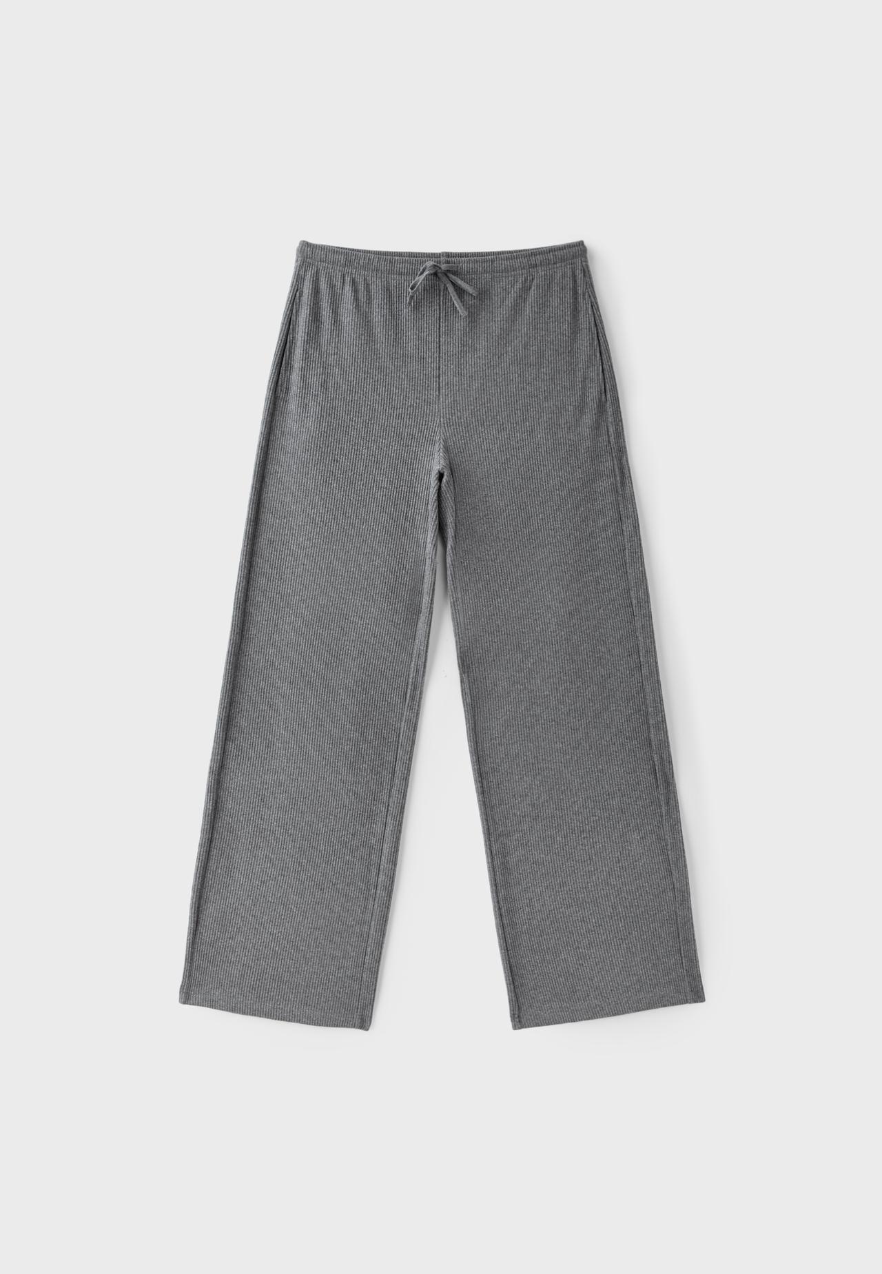 Soft-touch ribbed trousers — Dark grey