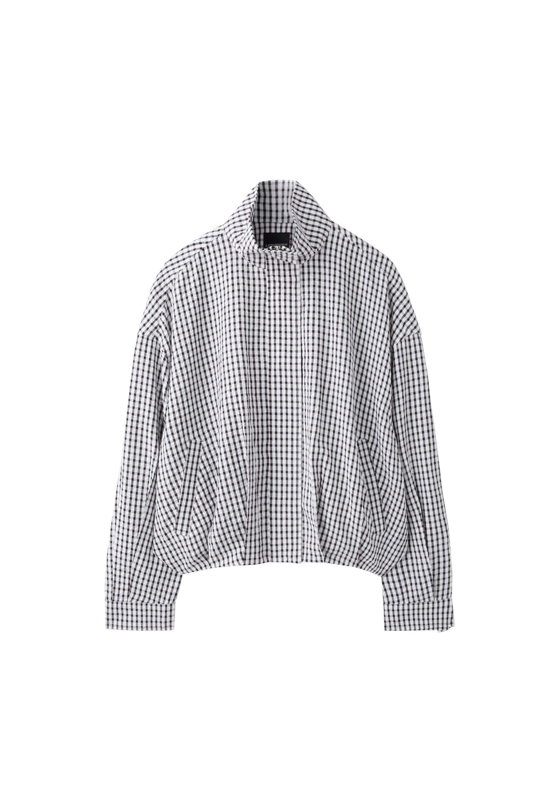 Oversize check print jacket — Black