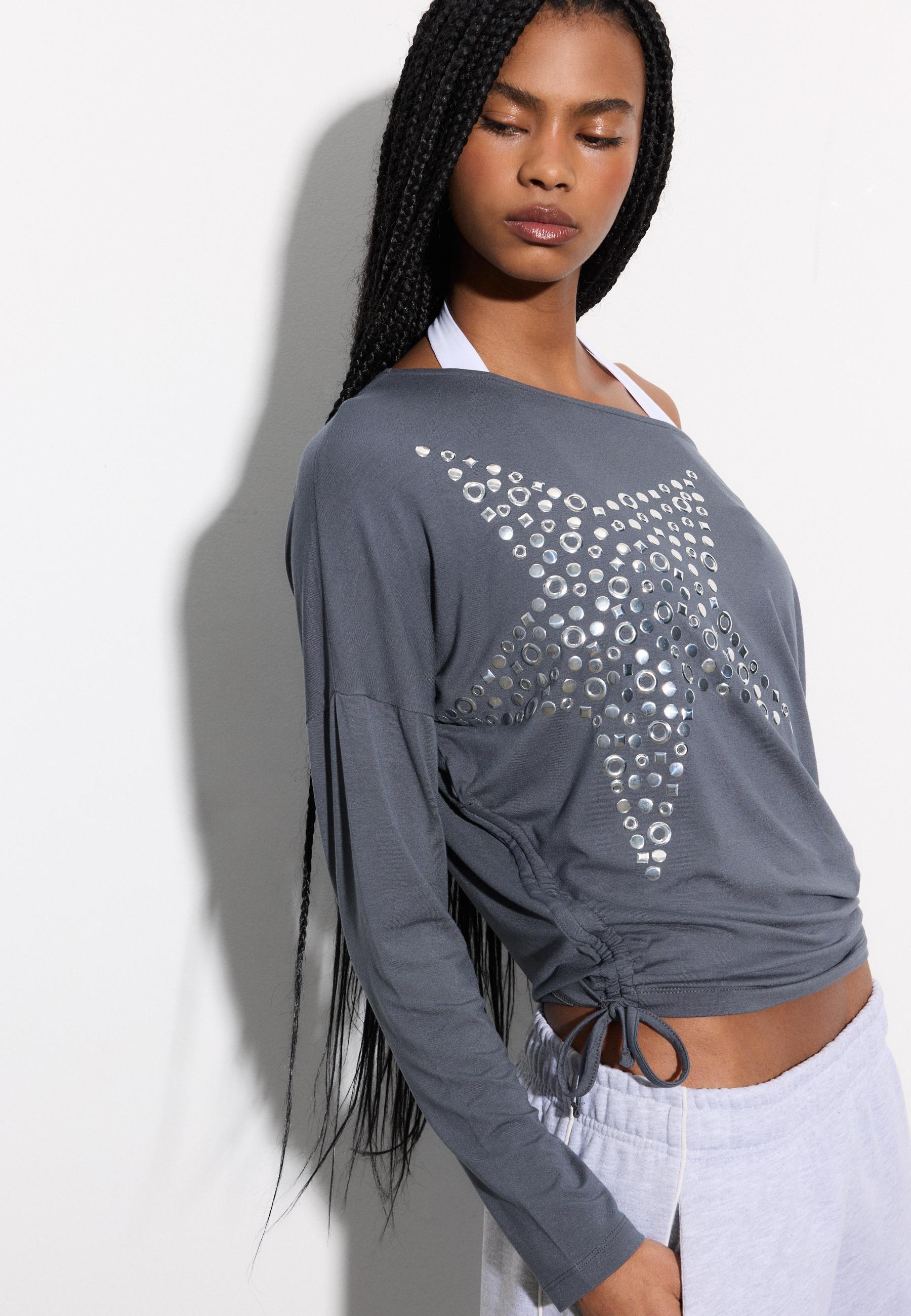 Star stud T-shirt — Dark grey