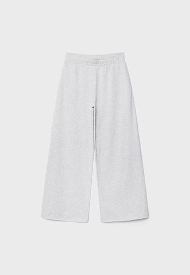 Wide-leg piped plush trousers — Grey melange 7