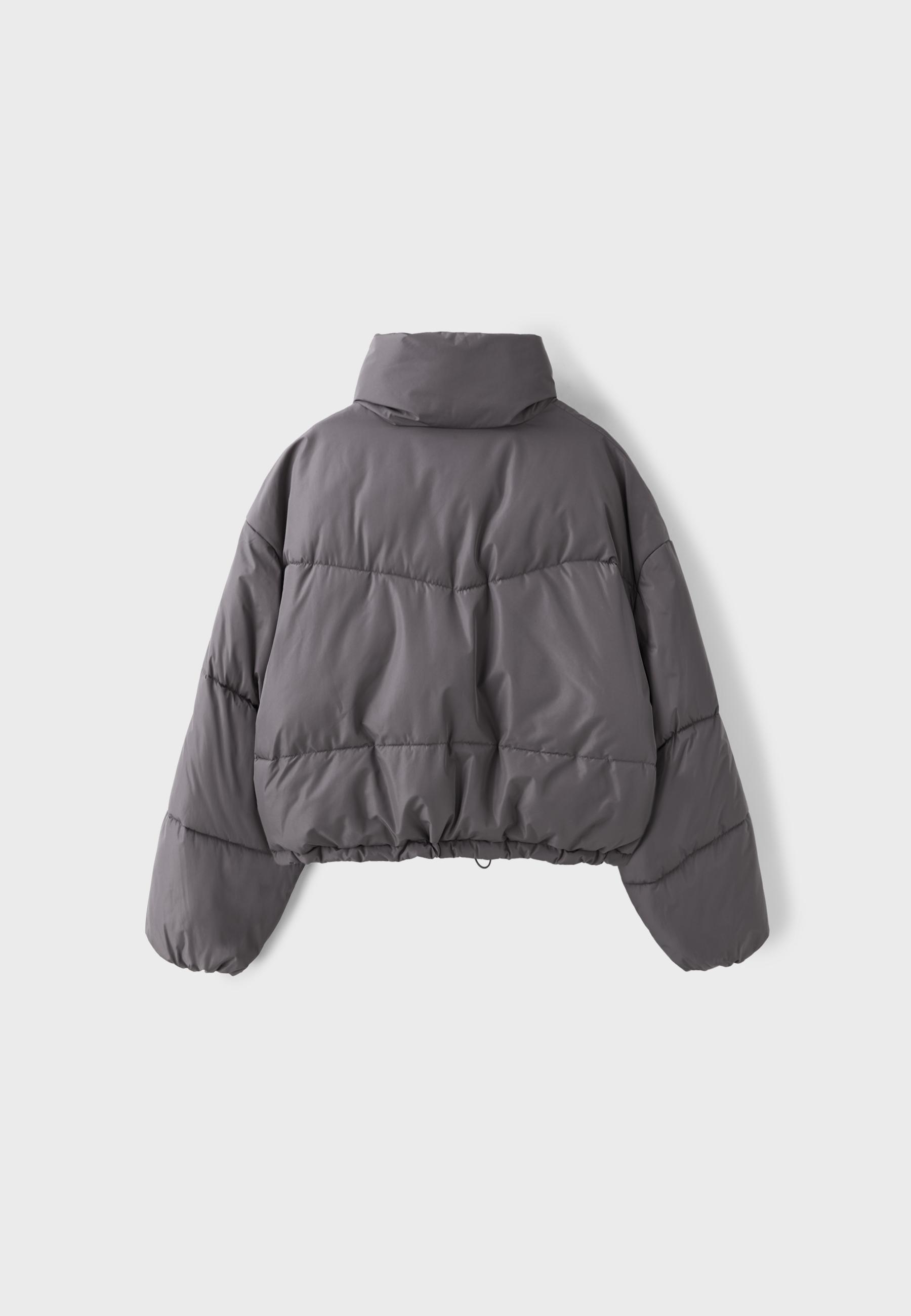 Basic hooded puffer jacket — Dark grey