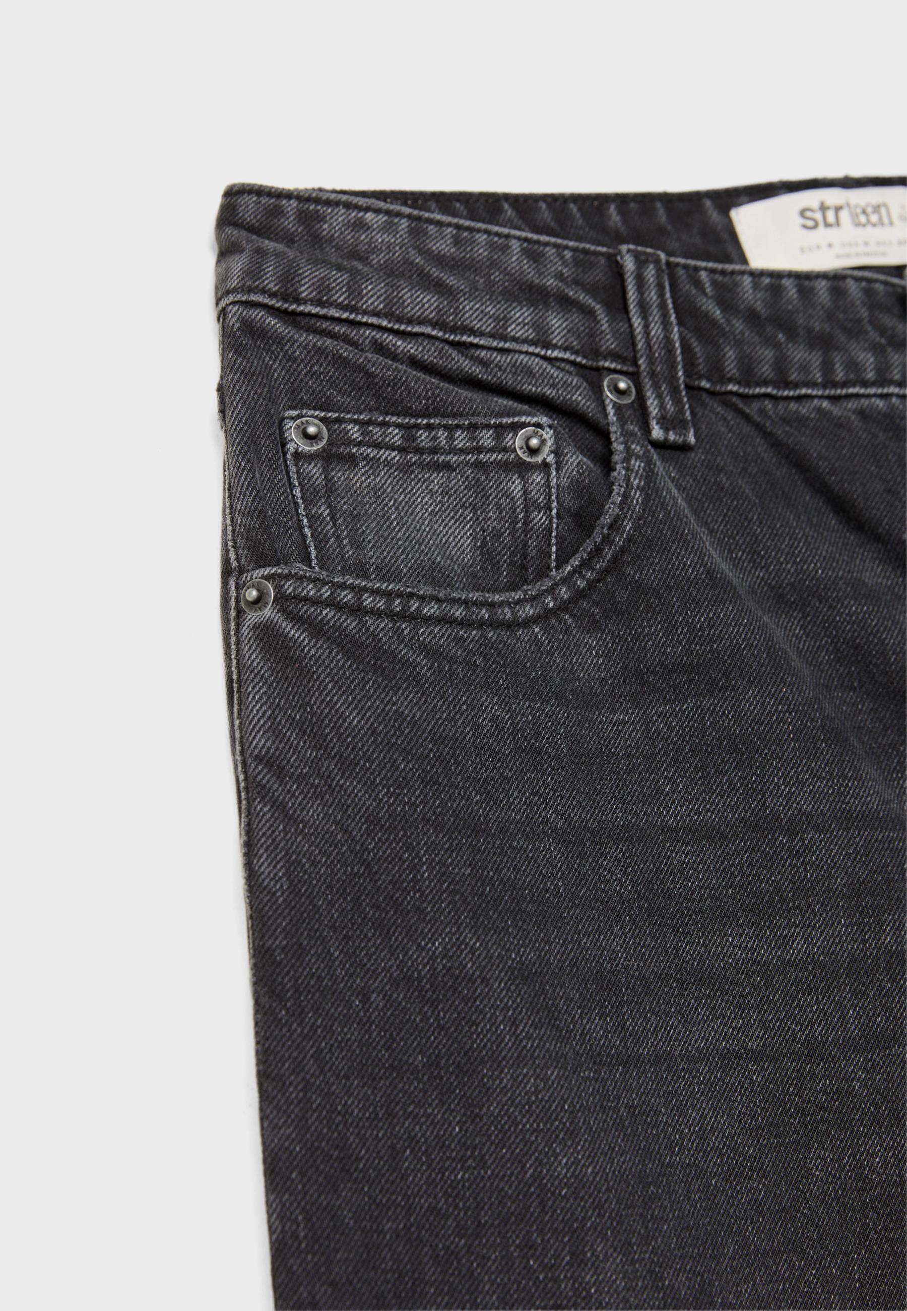 Low wide-leg jeans — BLACK DENIM WASHED EFFECT