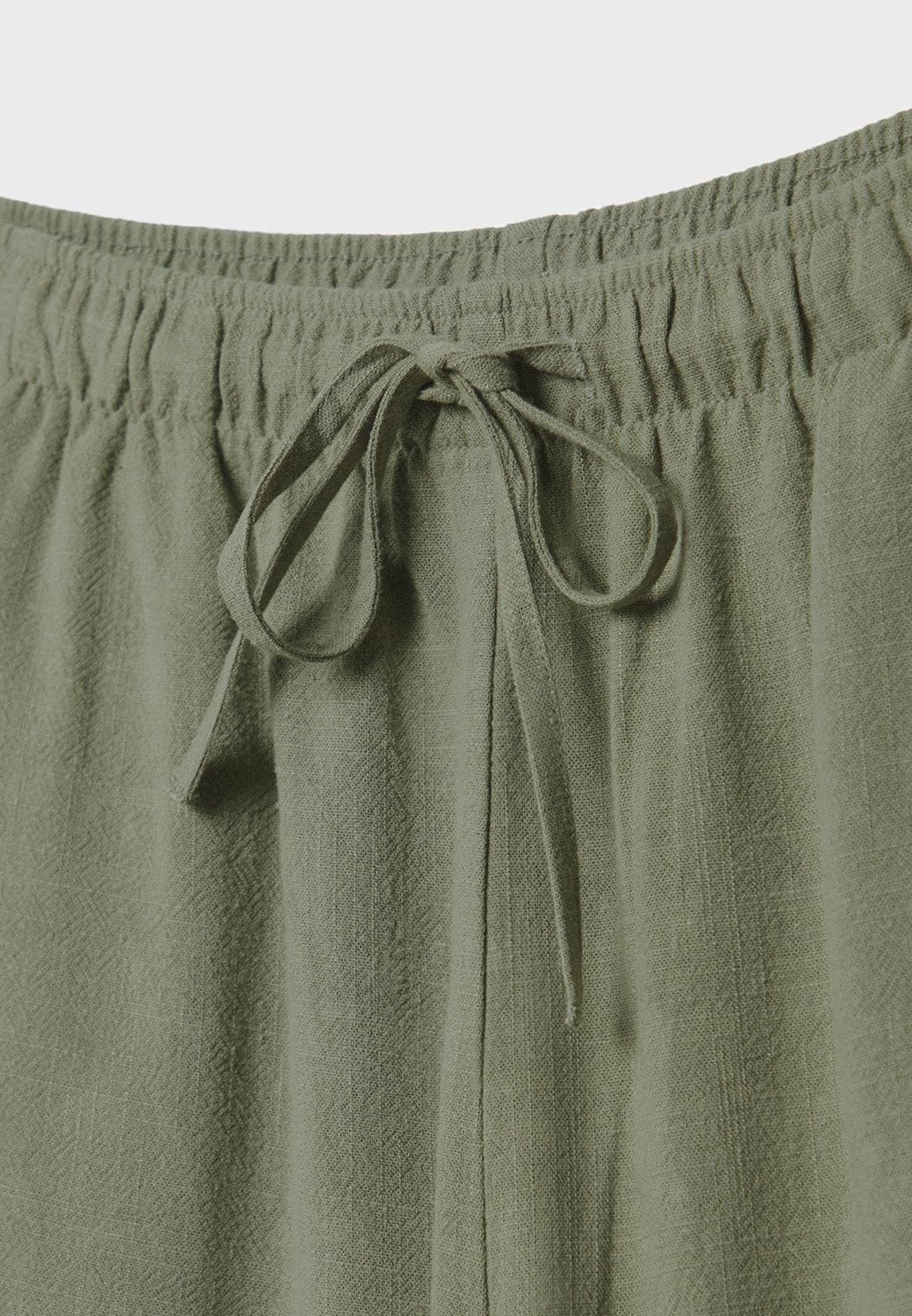 Straight-leg linen-look trousers — Khaki
