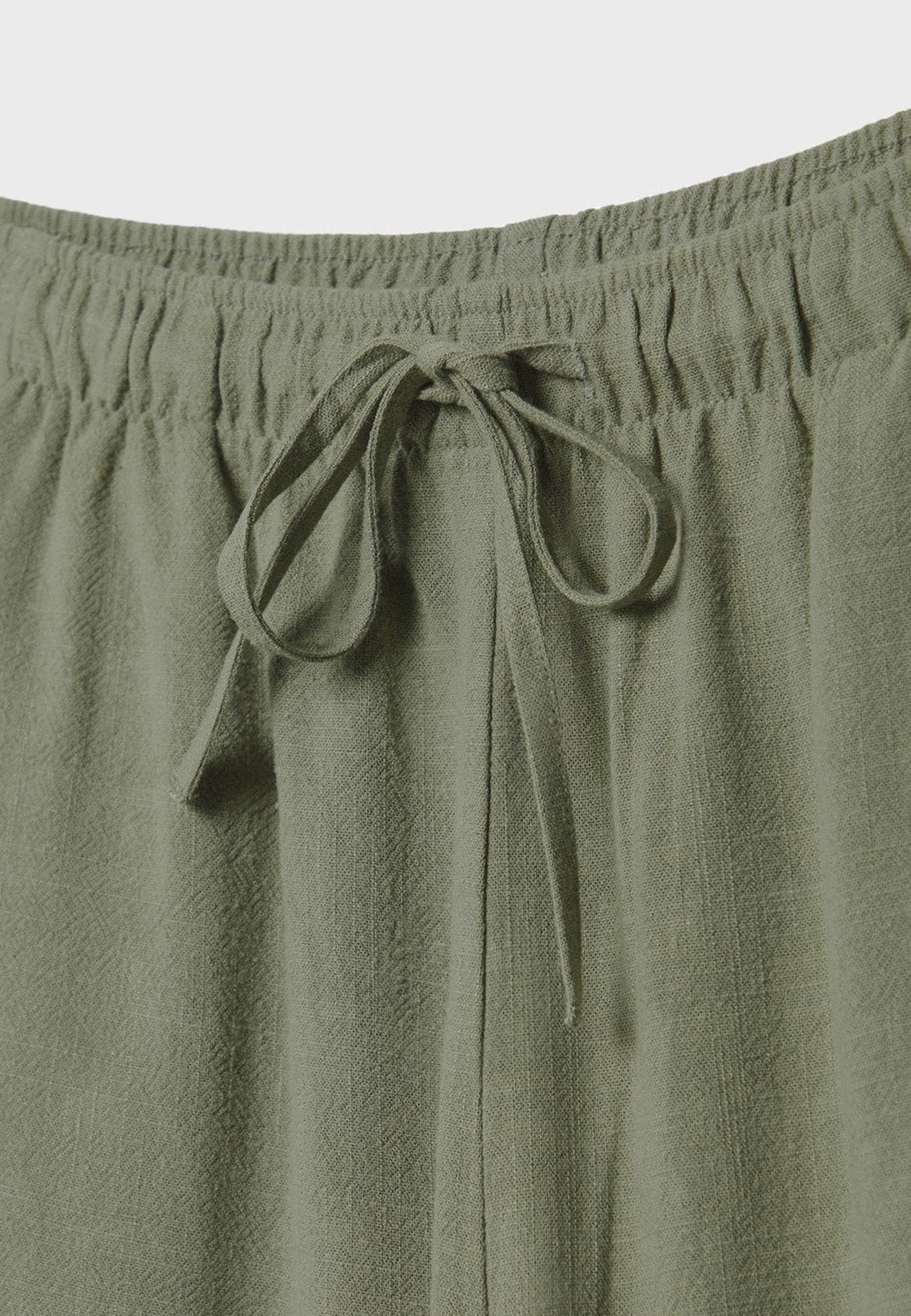 Straight-leg linen-effect trousers — Khaki