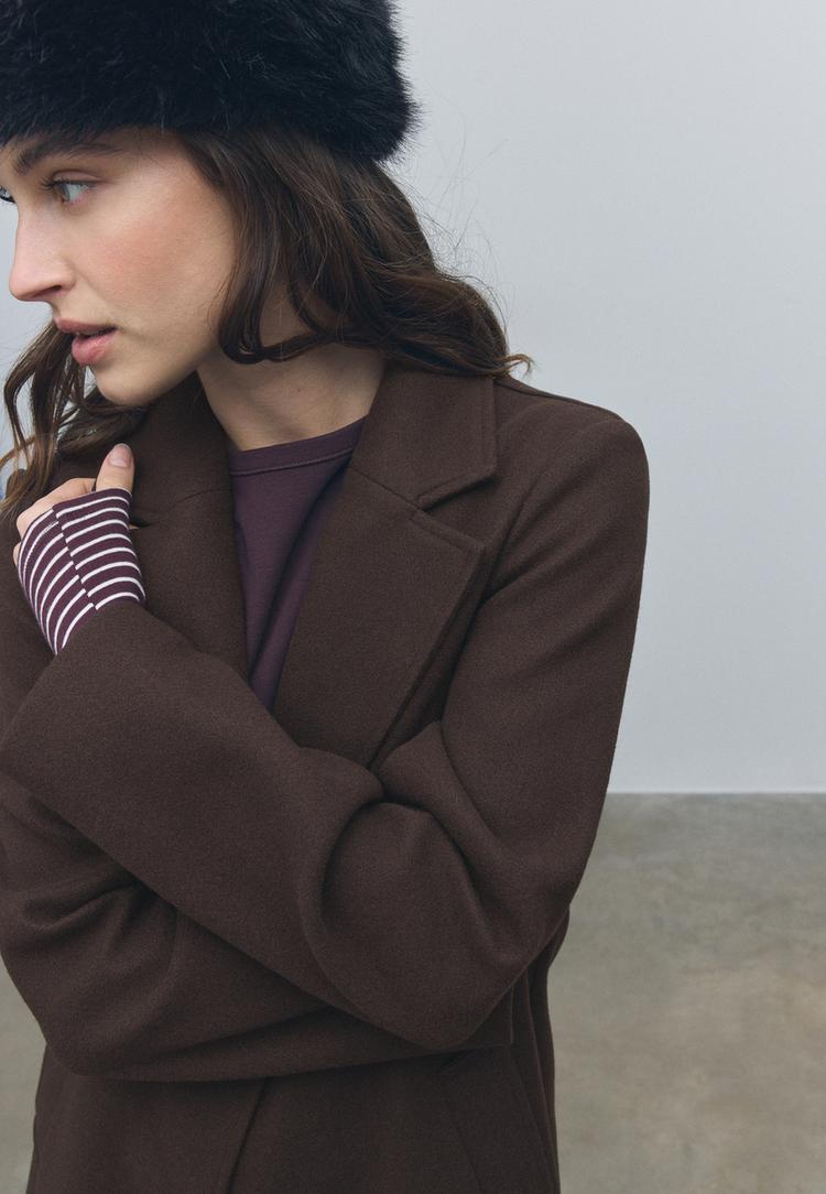 manteau midi bouton toucher doux