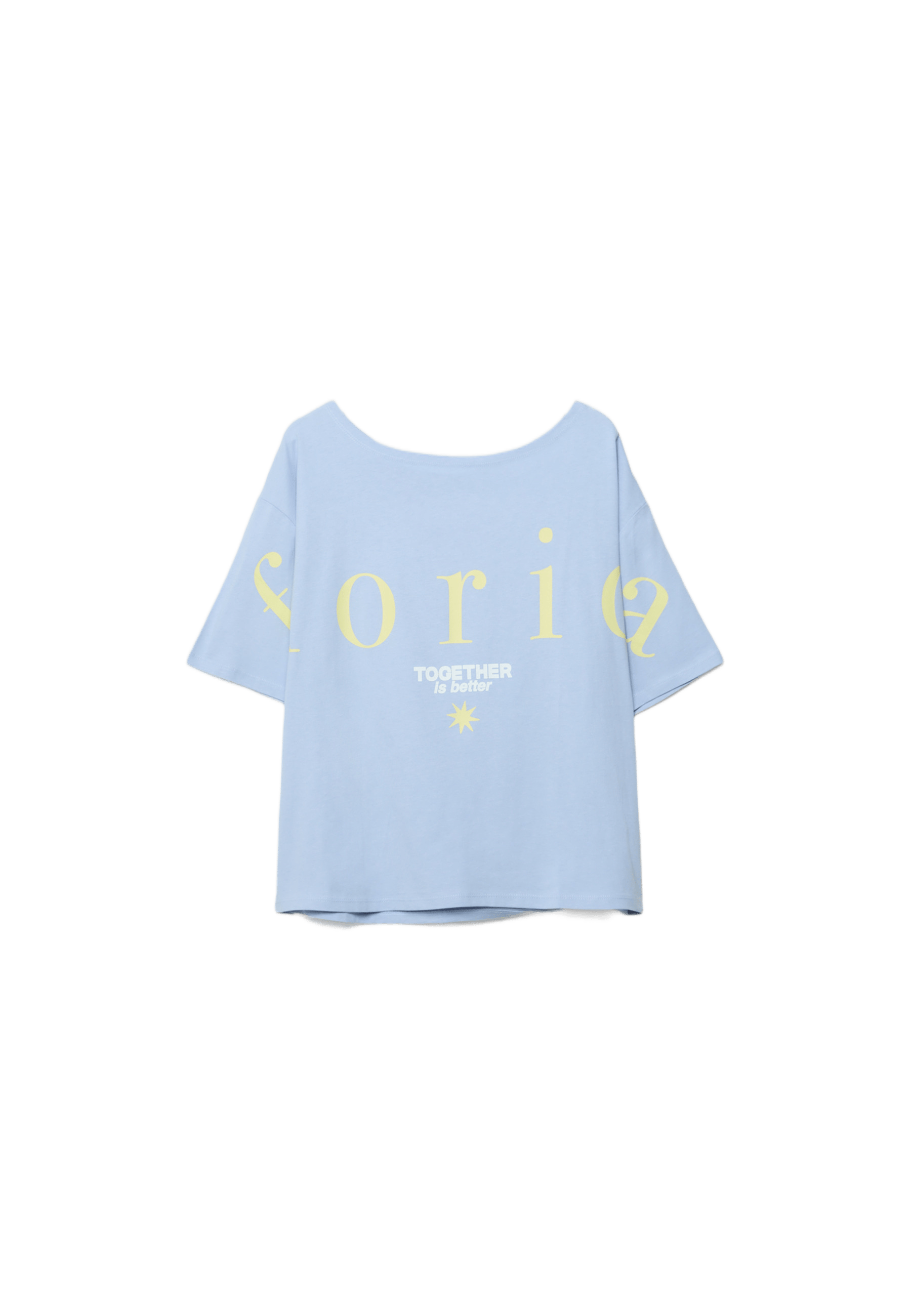 Printed boat neck T-shirt — Sky blue