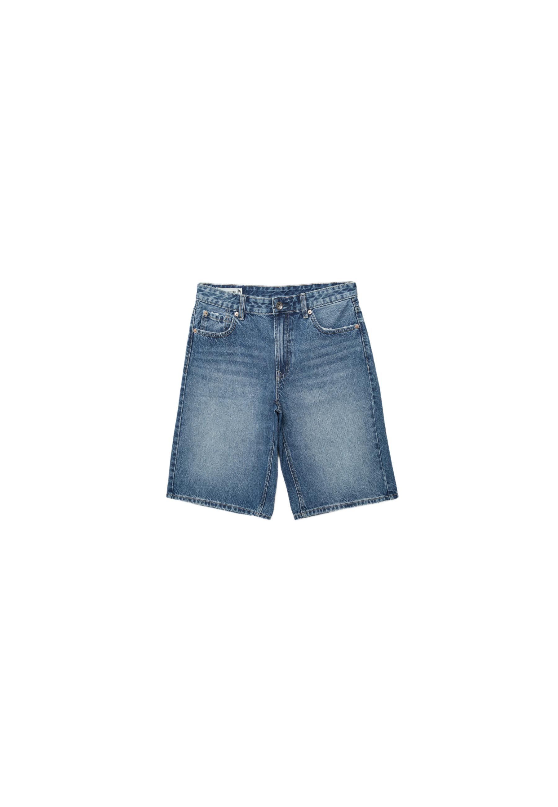 Baggy denim Bermuda shorts — MEDIUM DENIM WASH