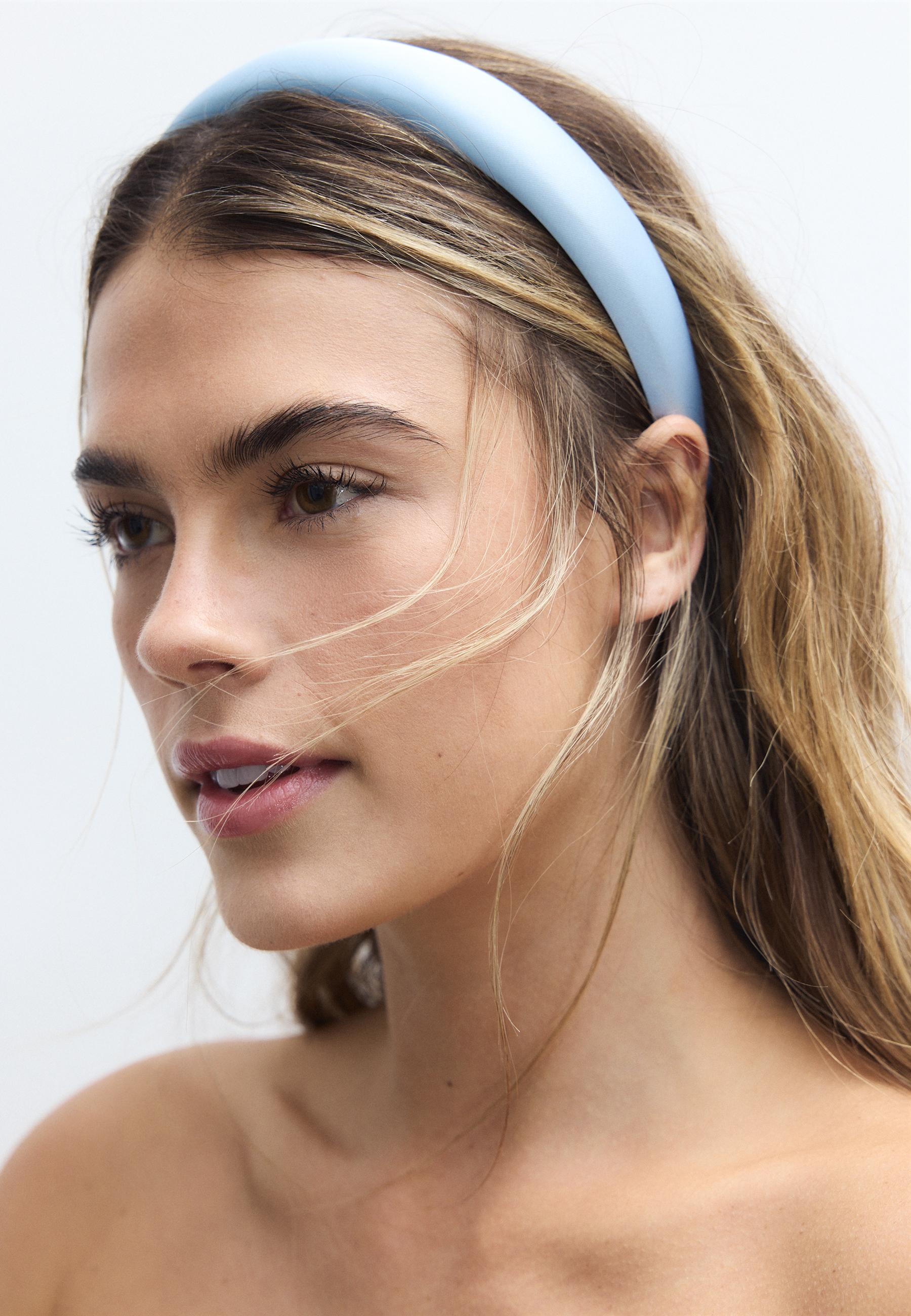 Rigid satin headband — Blue