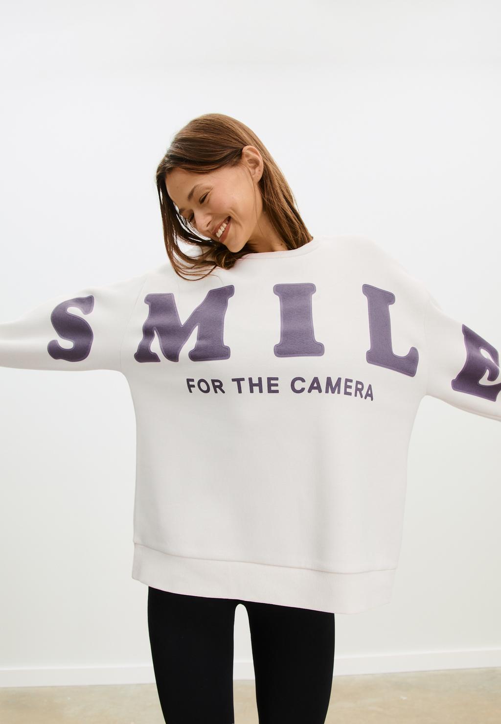 Bluza oversize z nadrukiem Smile