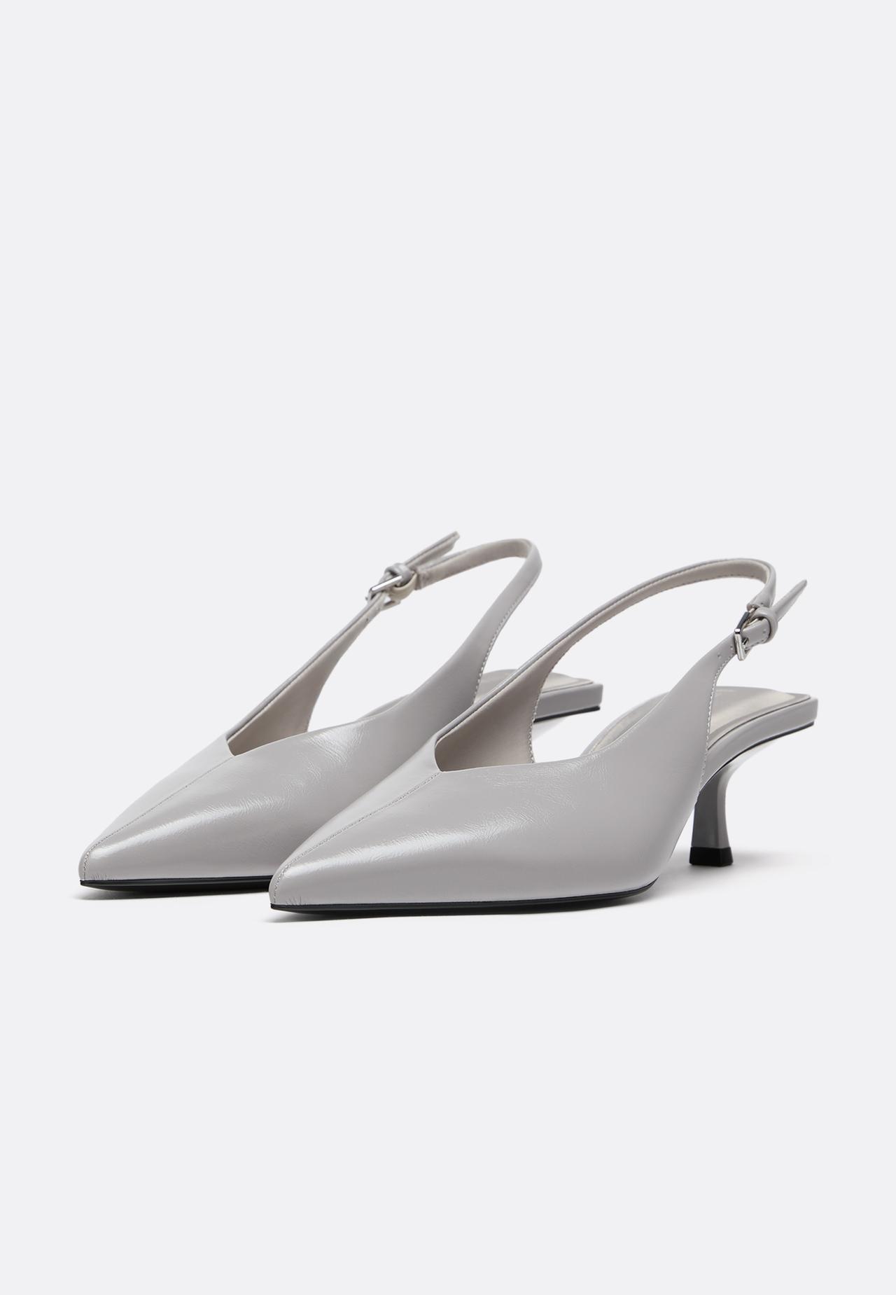V-neck heeled shoes — GREY