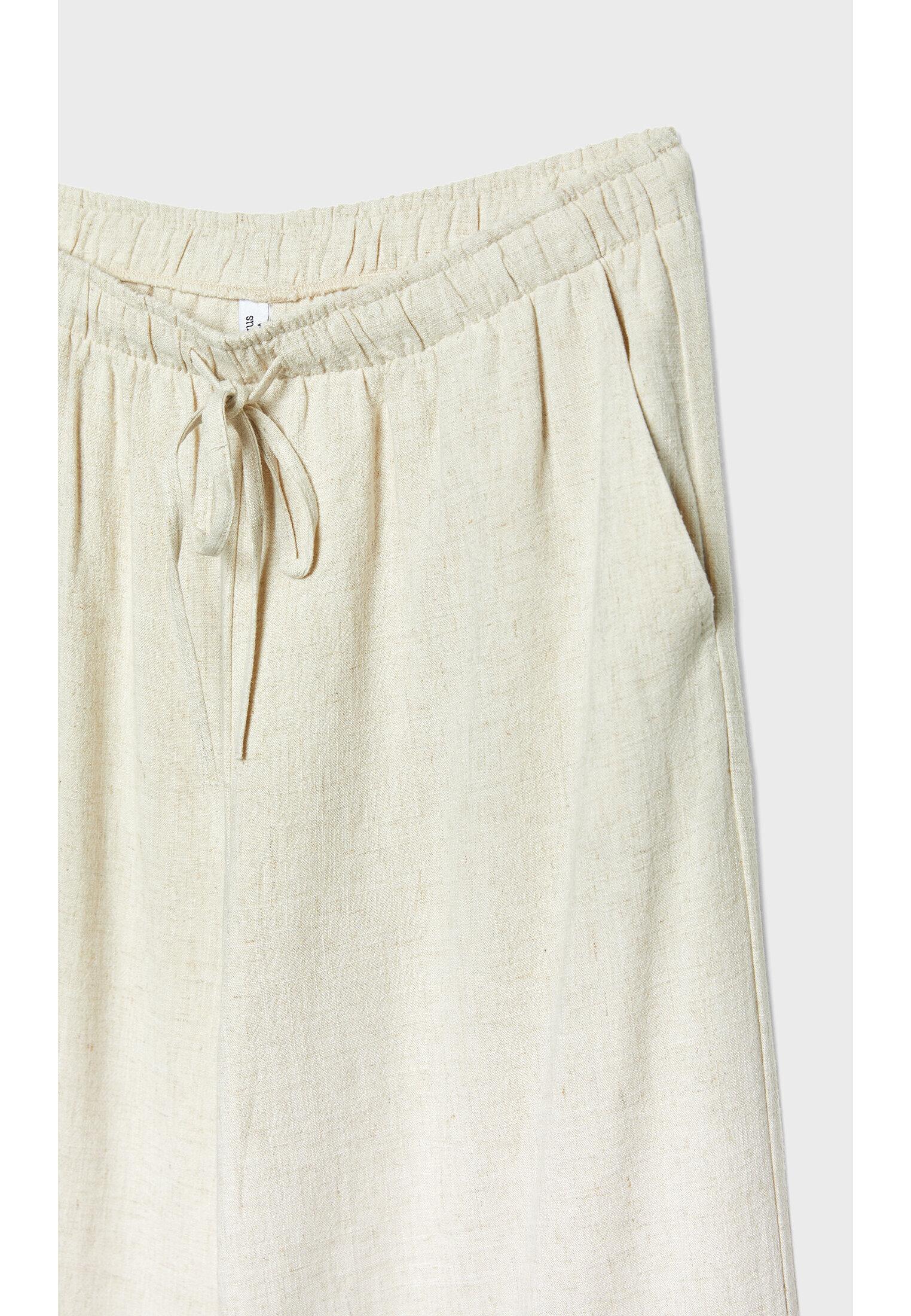 Straight-leg linen-look trousers — Stone