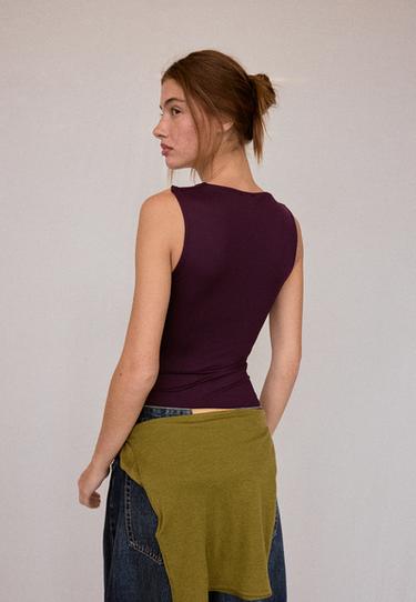 Polyamide square neckline bodysuit — Dark purple 5