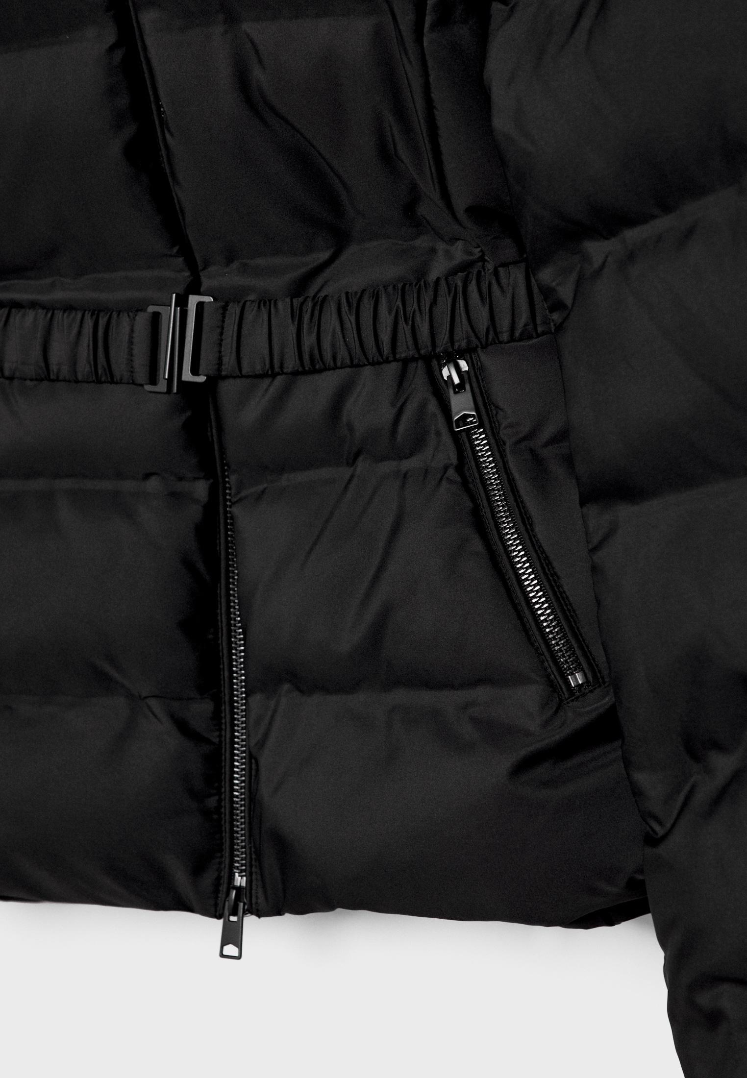 Hooded puffer jacket with belt - Women's fashion Hooded puffer jacket with belt - Women's fashion