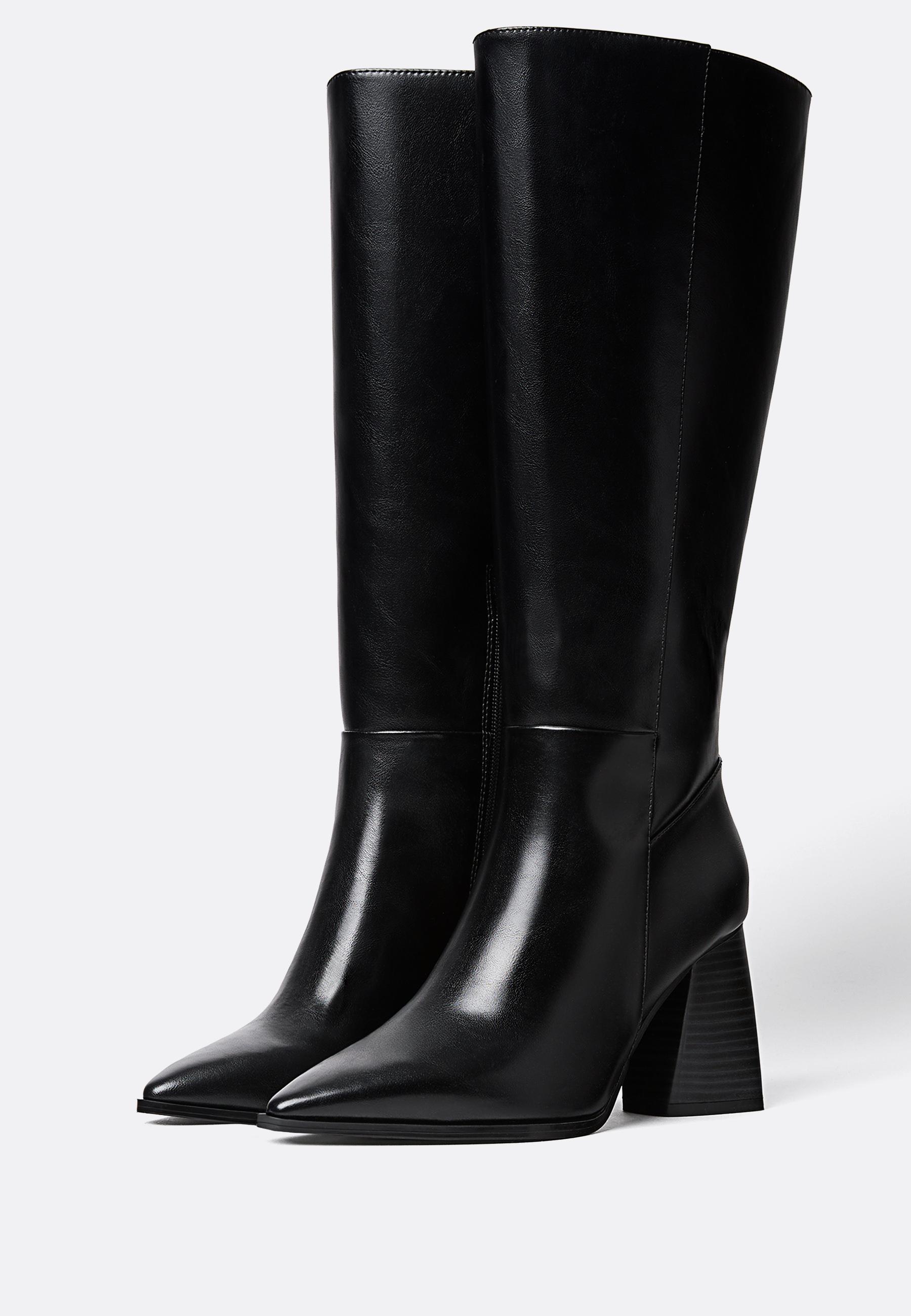 Black High-Heel Boots — BLACK