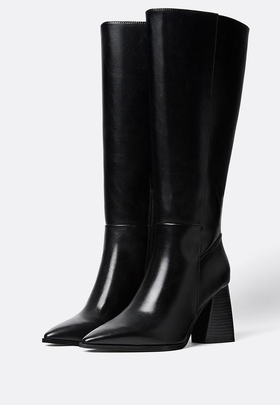 Stradivarius Black High-Heel Boots Black 3