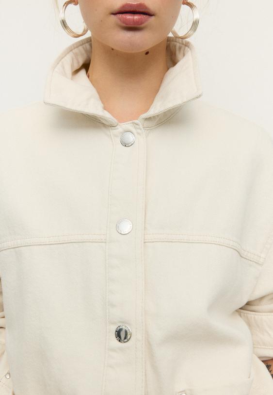 Stradivarius Jacket With Patch Pockets Vanilla Xl