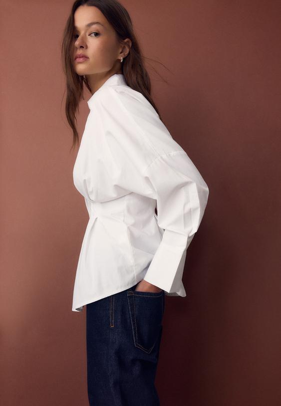 chemise en popeline a plis