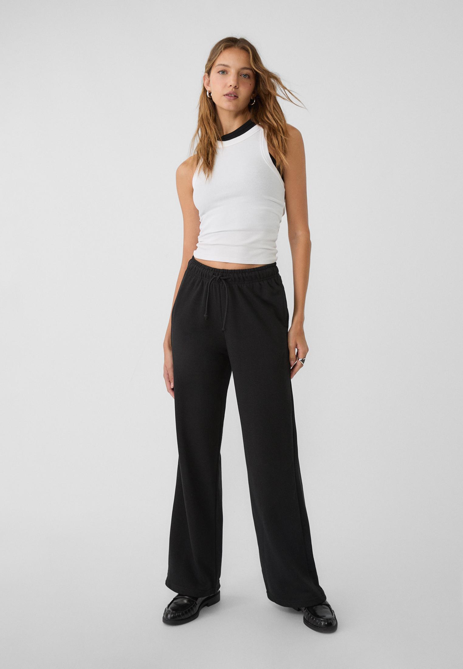 Pantalon noir stradivarius sale