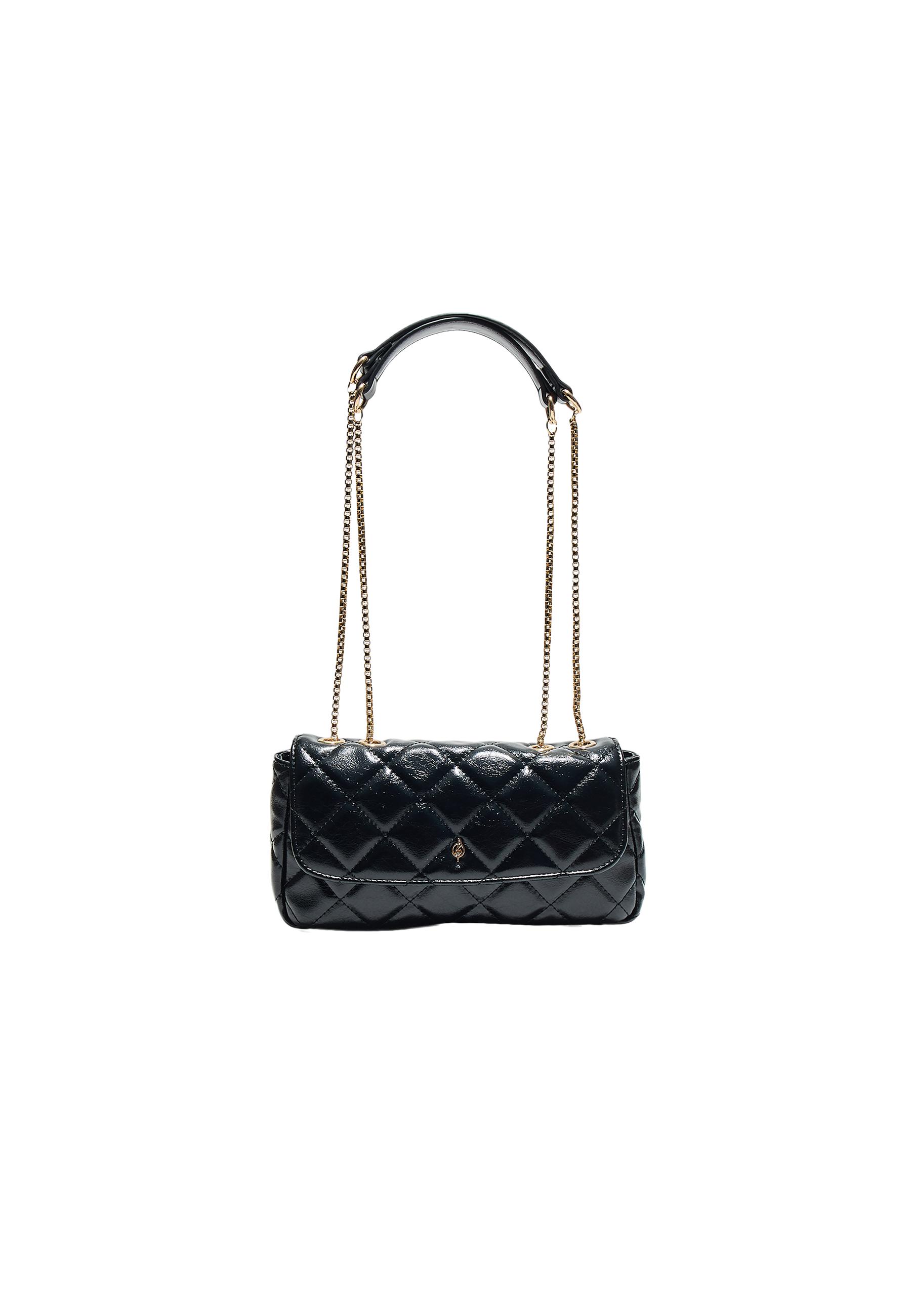 Quilted chain crossbody bag — Black