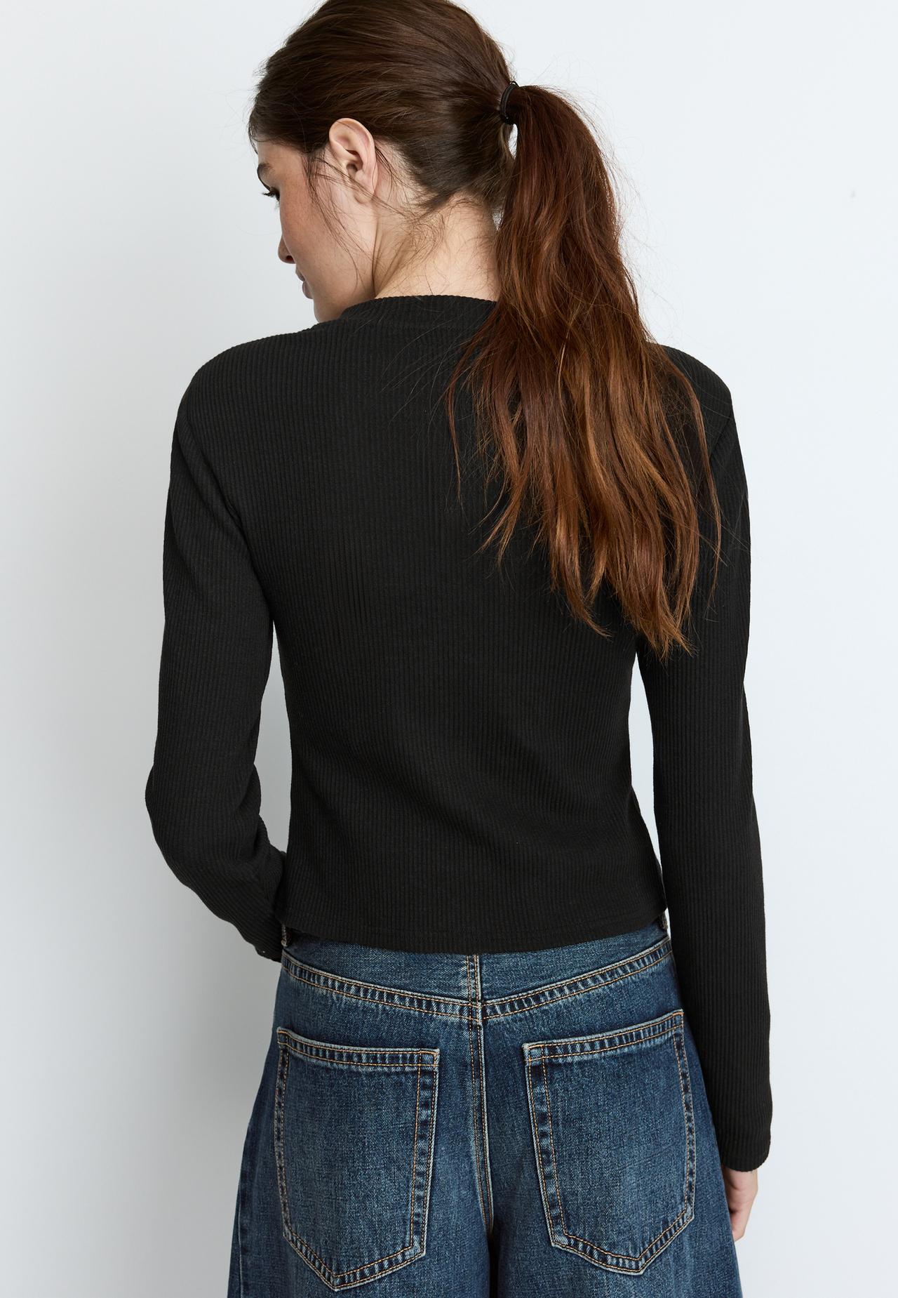 Knit cardigan with padded shoulders — Black