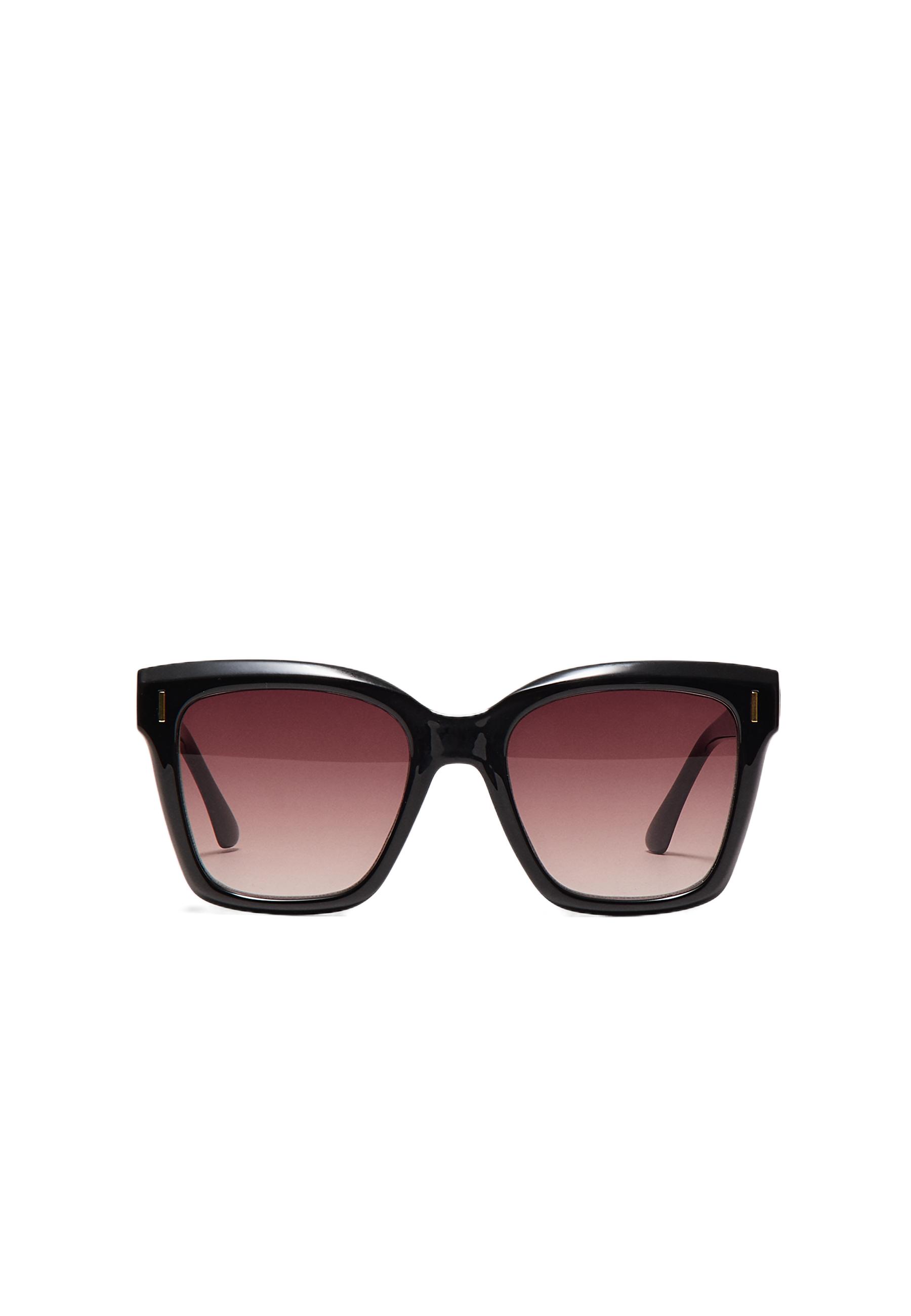 Square resin cat eye sunglasses — Brown