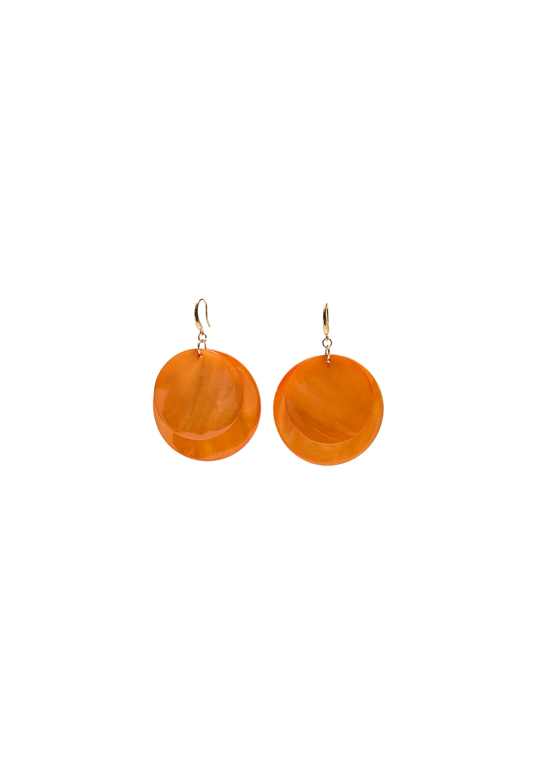 Mother-of-pearl effect earrings — Orange