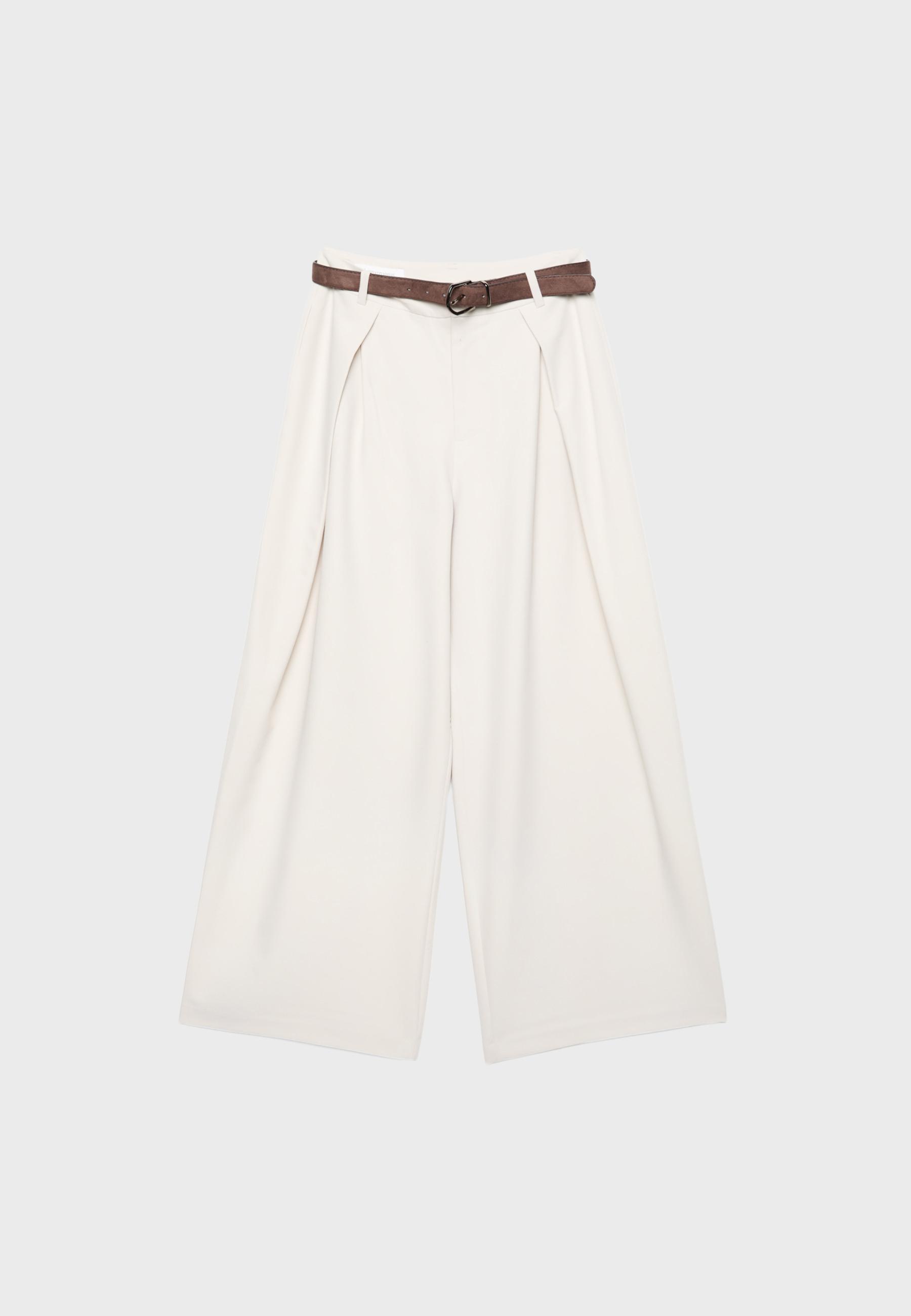 Maxi pensli kemerli pantolon - Görsel 7