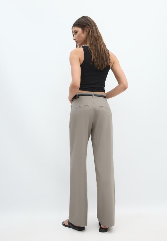 pantalon fluide droit avec ceinture