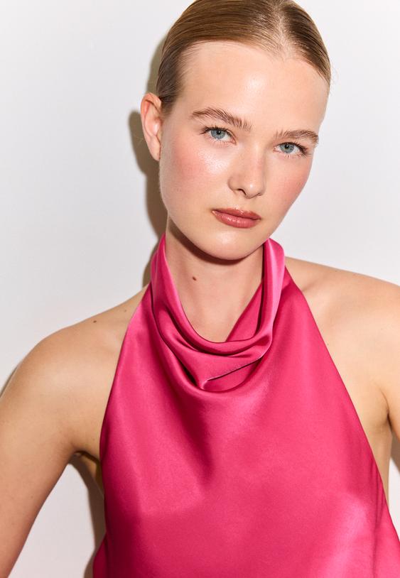 satin effect halter top