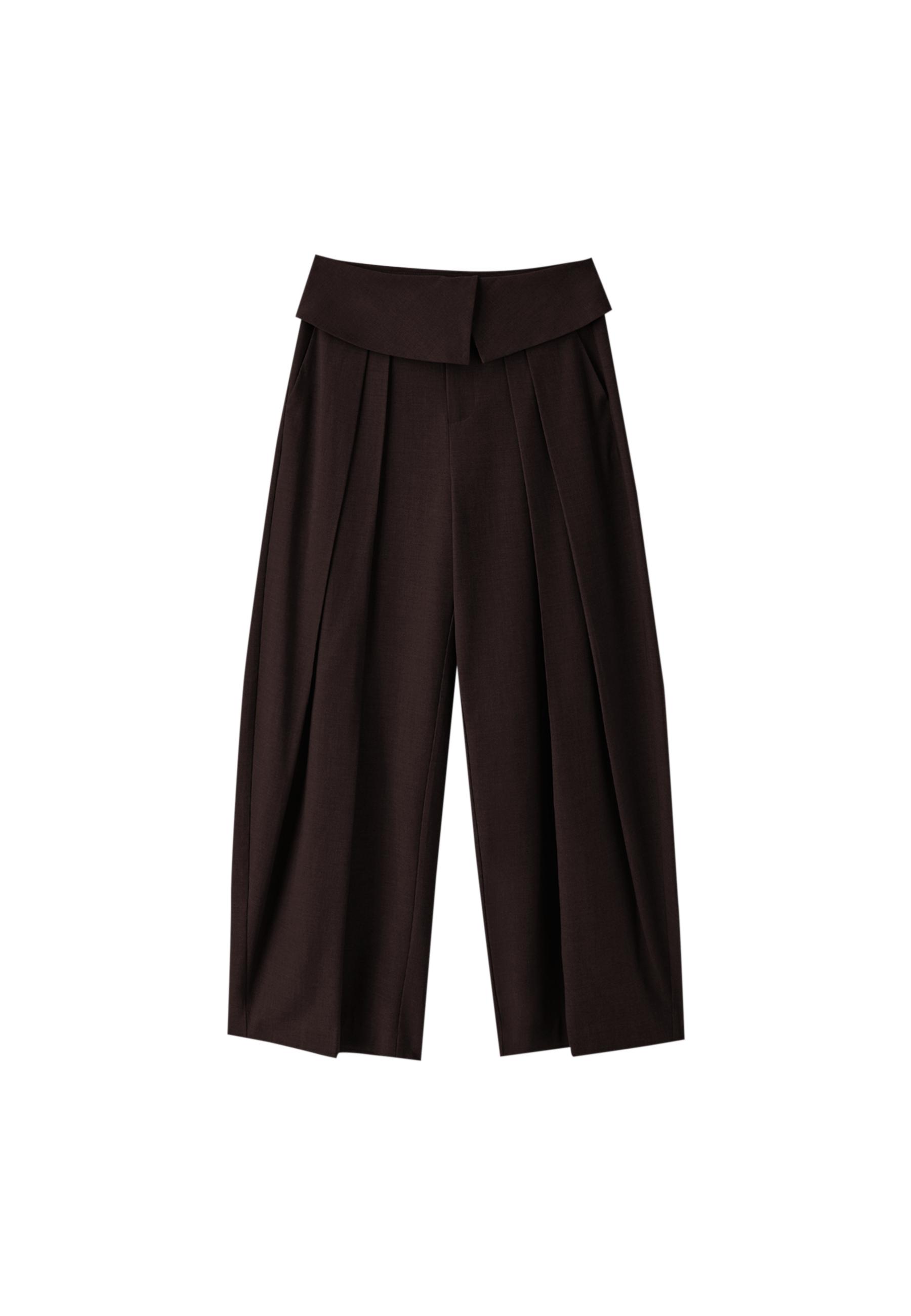 Stradivarius Kıvrık belli kumaş pantolon görsel 2