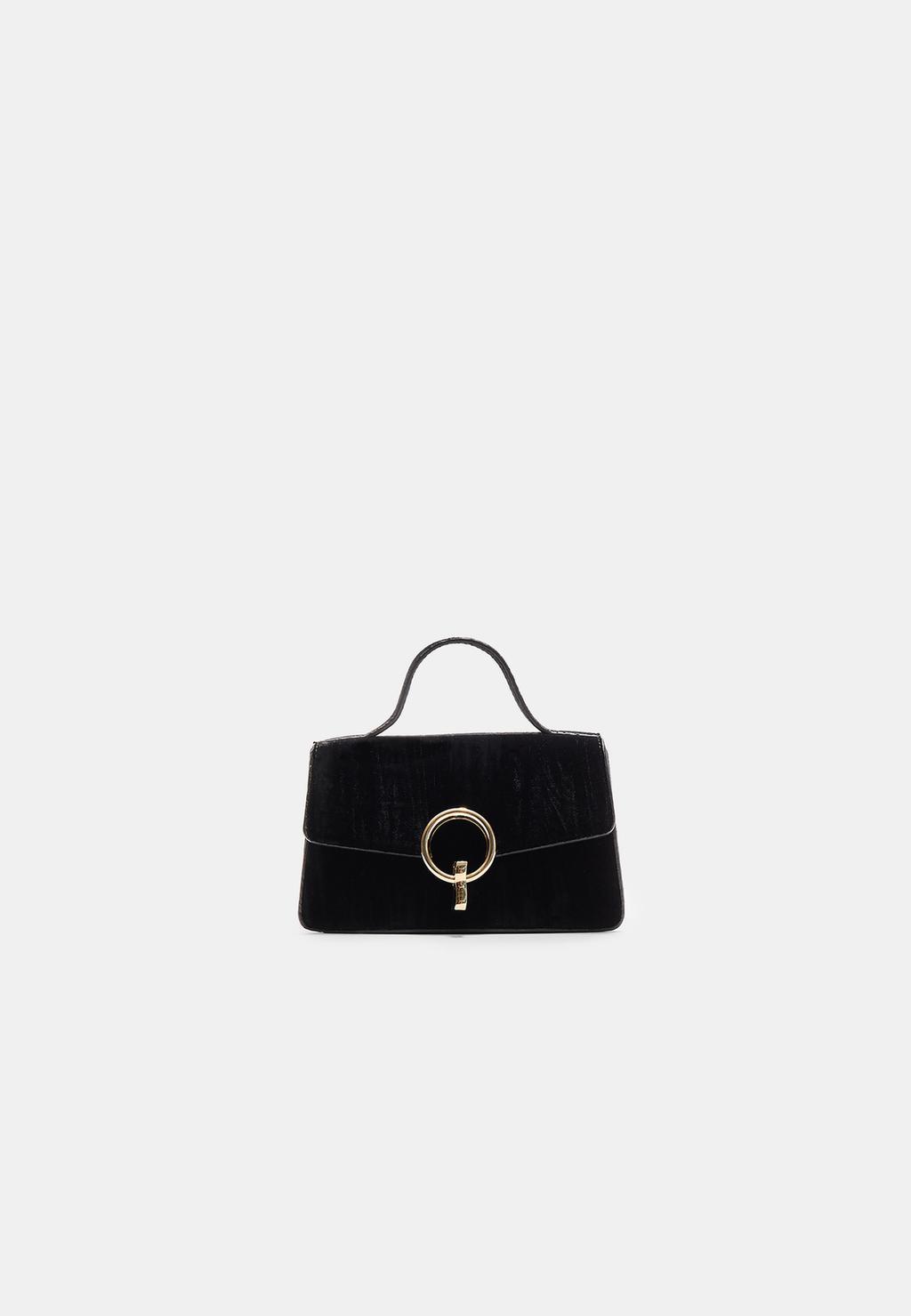 Sac bandoulière en velours avec fermoir rond