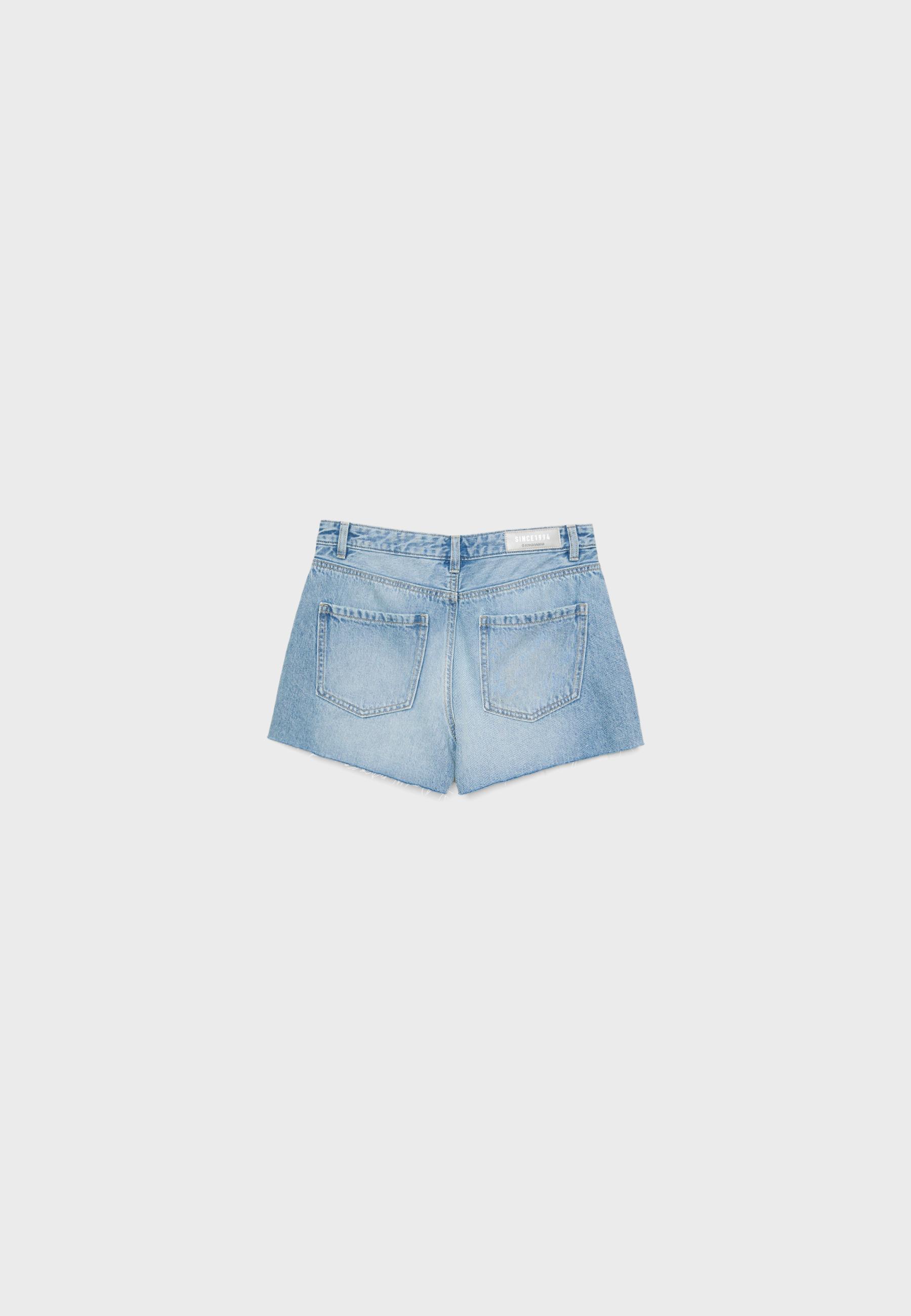 Denim shorts with rhinestones - Women's fashion