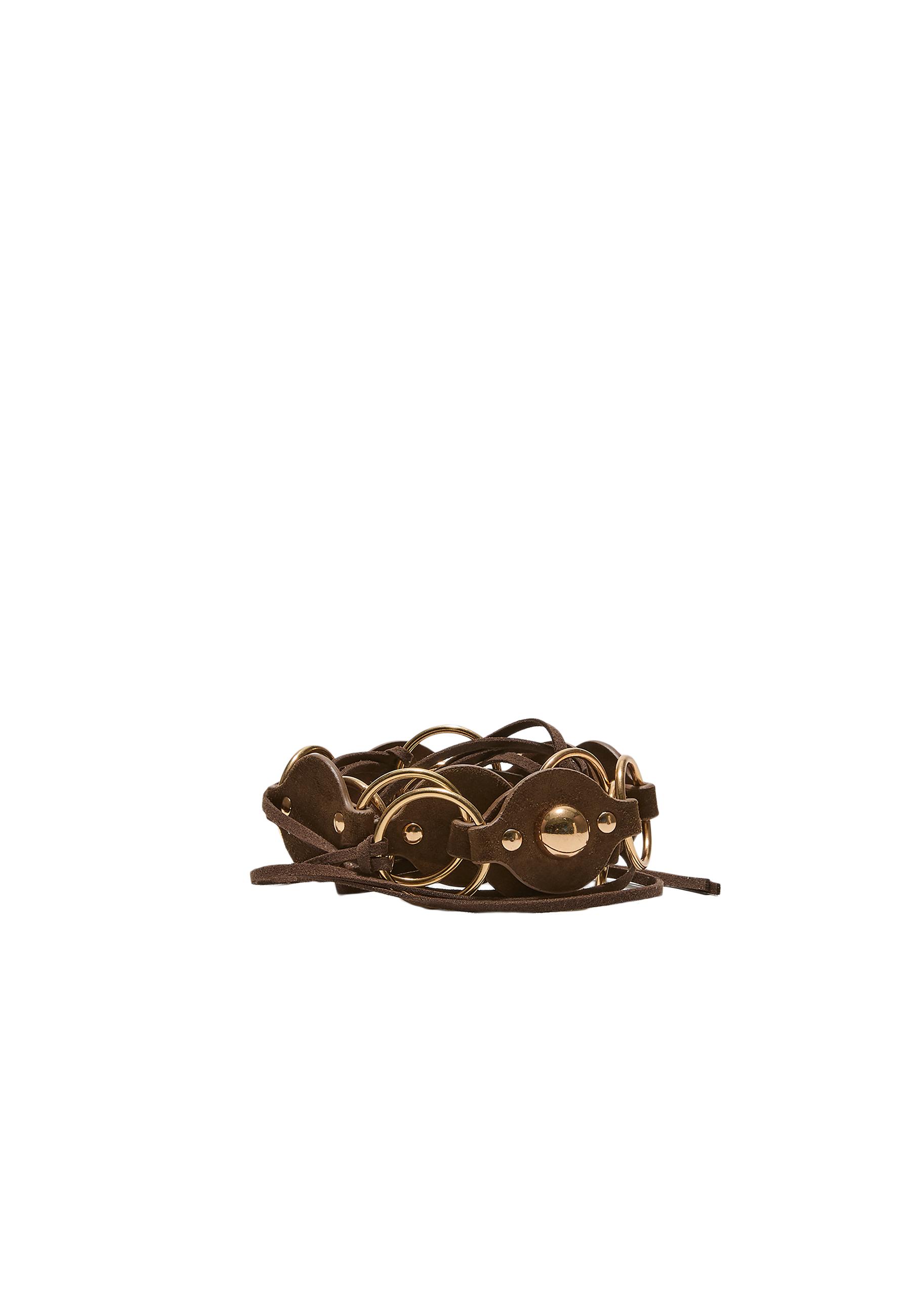 Wide eyelet belt — Brown