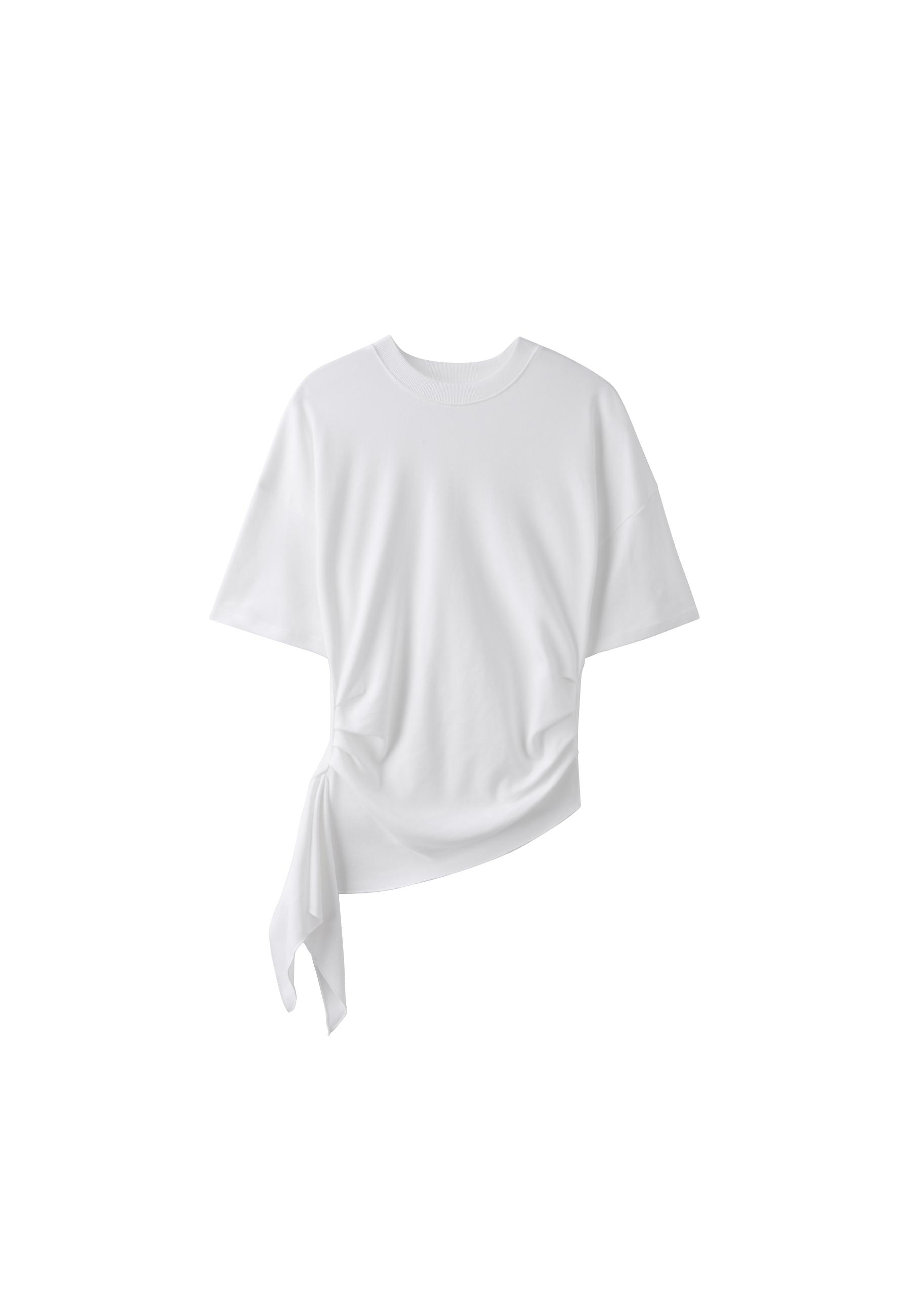 Asymmetric short sleeve T-shirt — Ecru