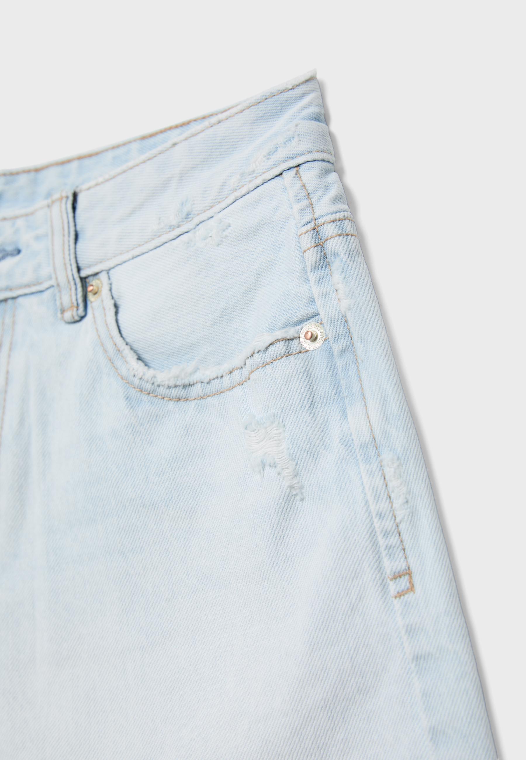 D75 distressed denim şort - Görsel 8