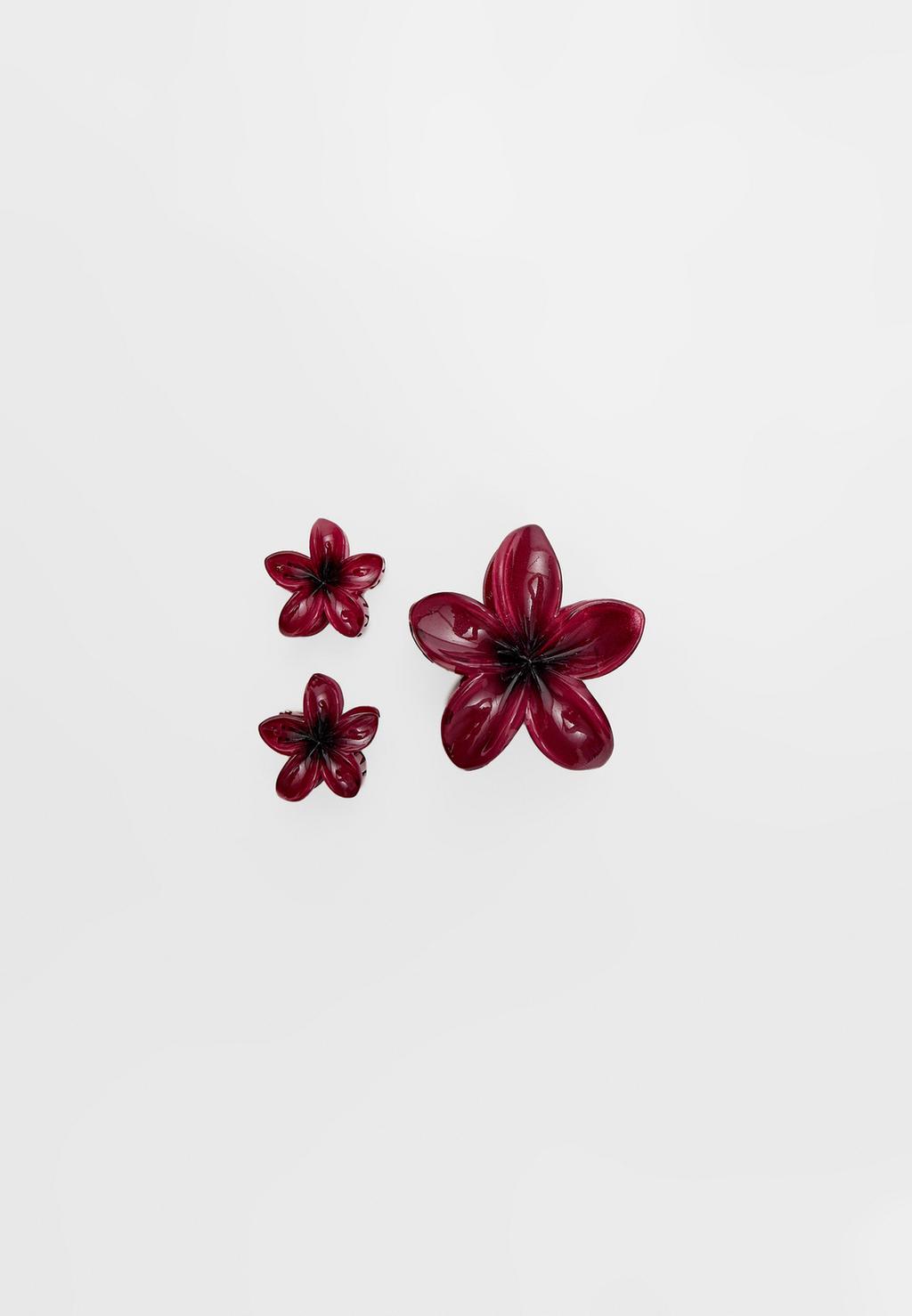 Set of 3 floral hair clips