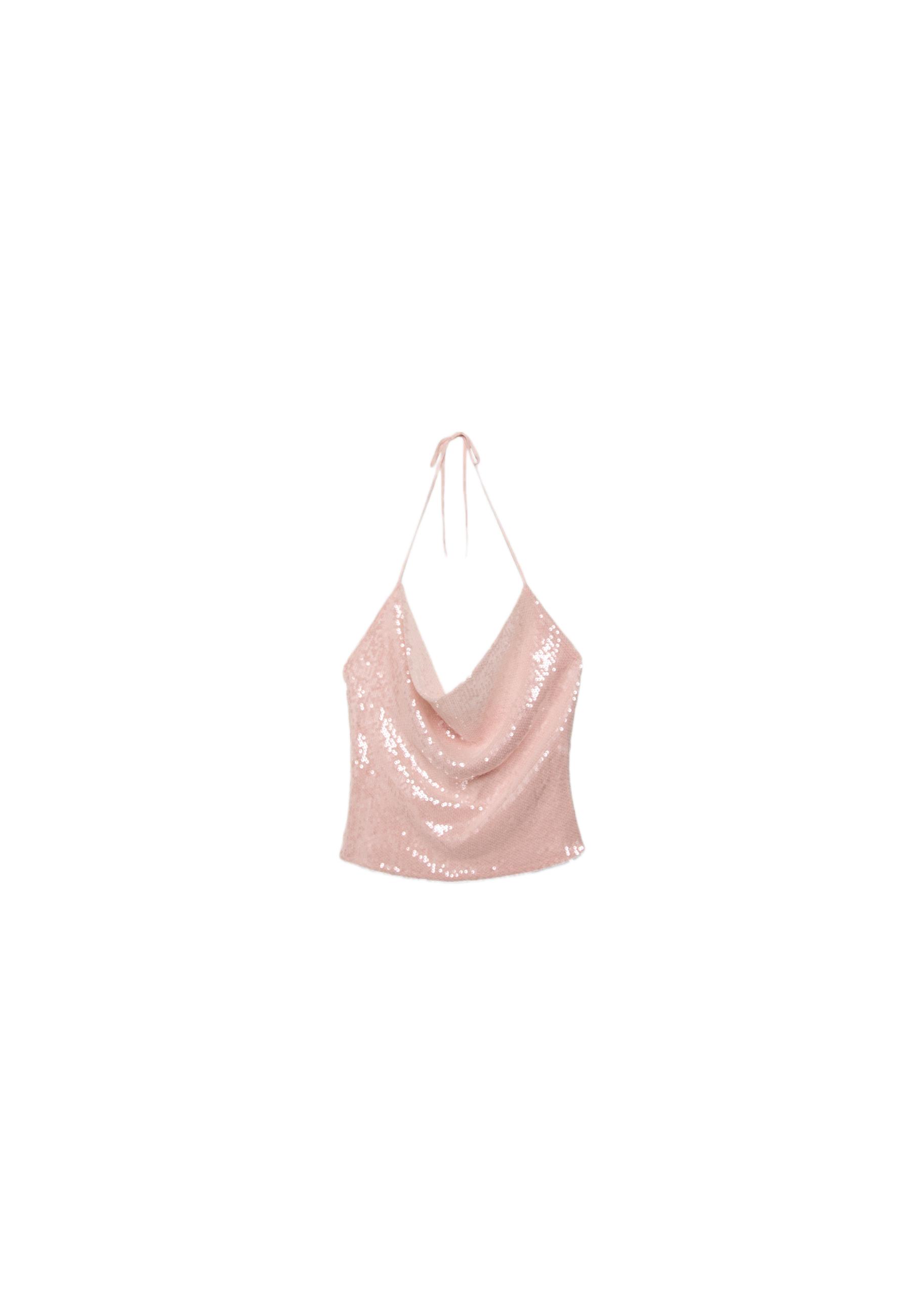 Sequin halter top — Pastel pink