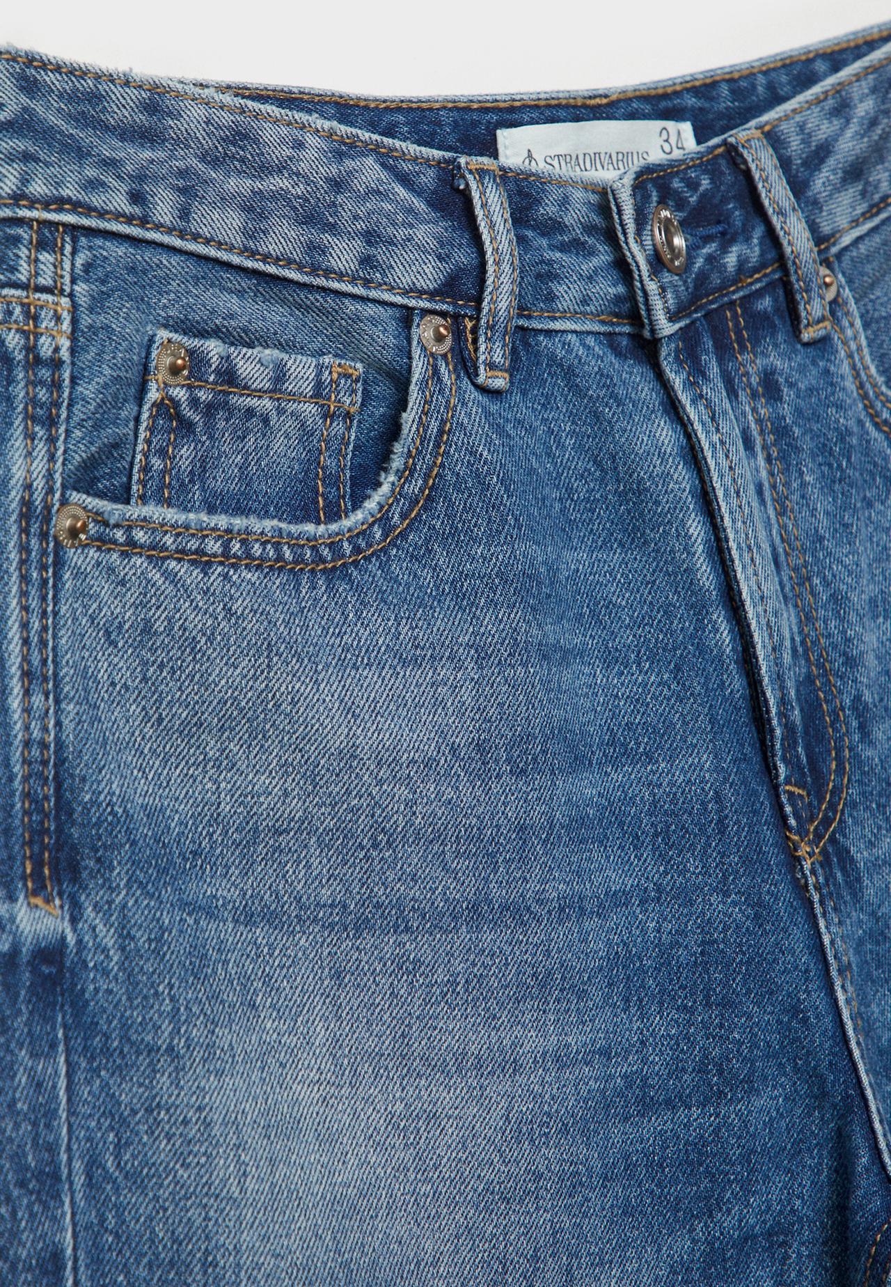 D92 Ripped straight wide-leg jeans — MEDIUM BLUE DENIM