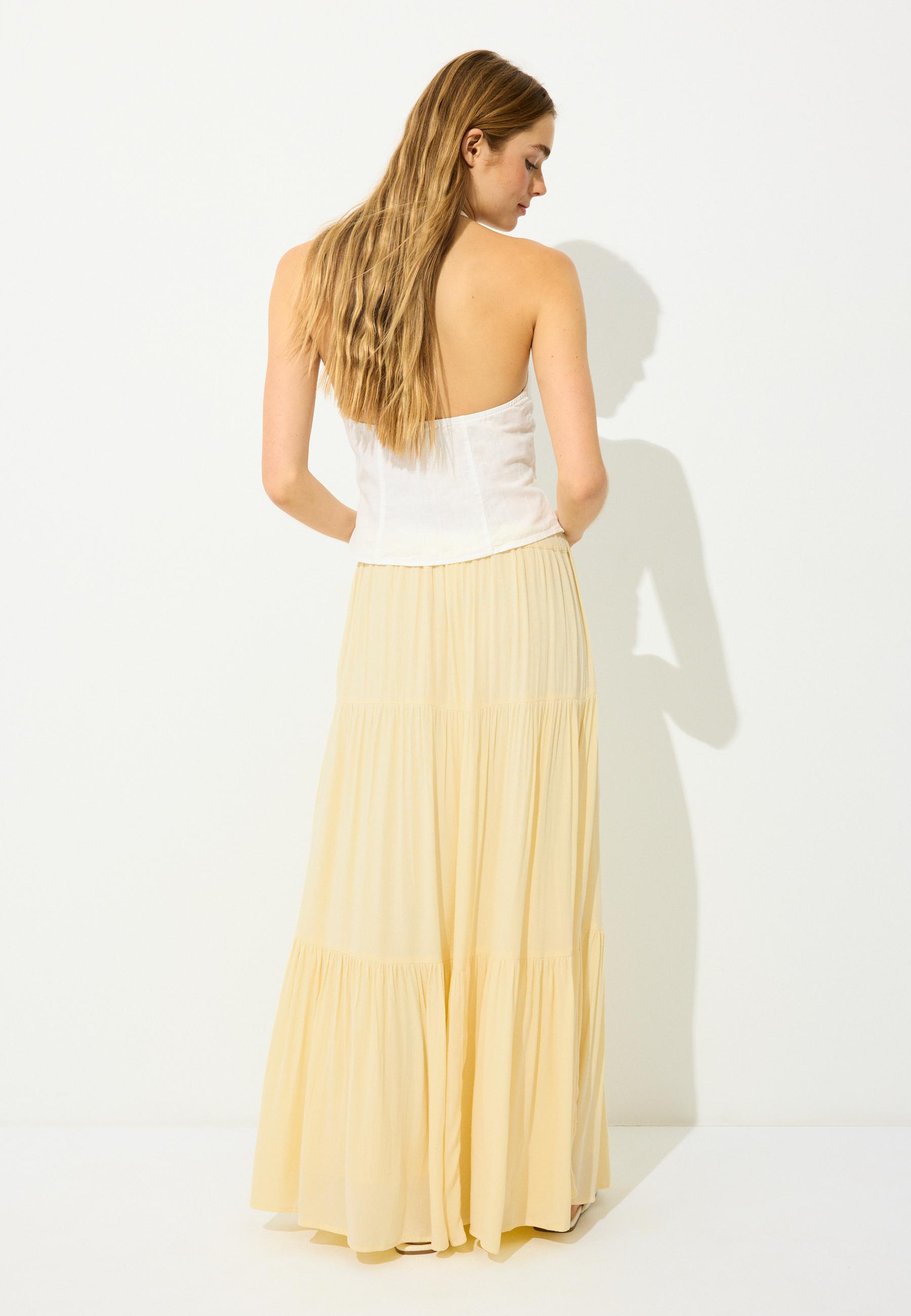 Peasant midi skirt — Pastel yellow