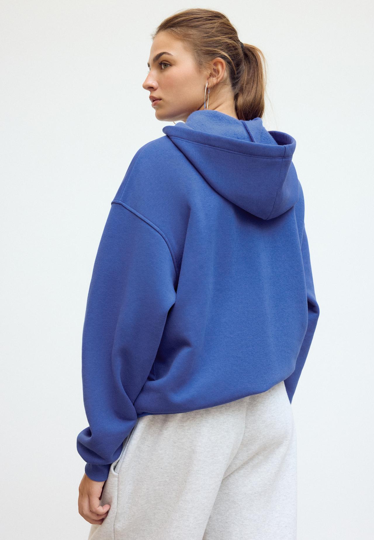 Oversize printed sweatshirt with hood — Electric blue