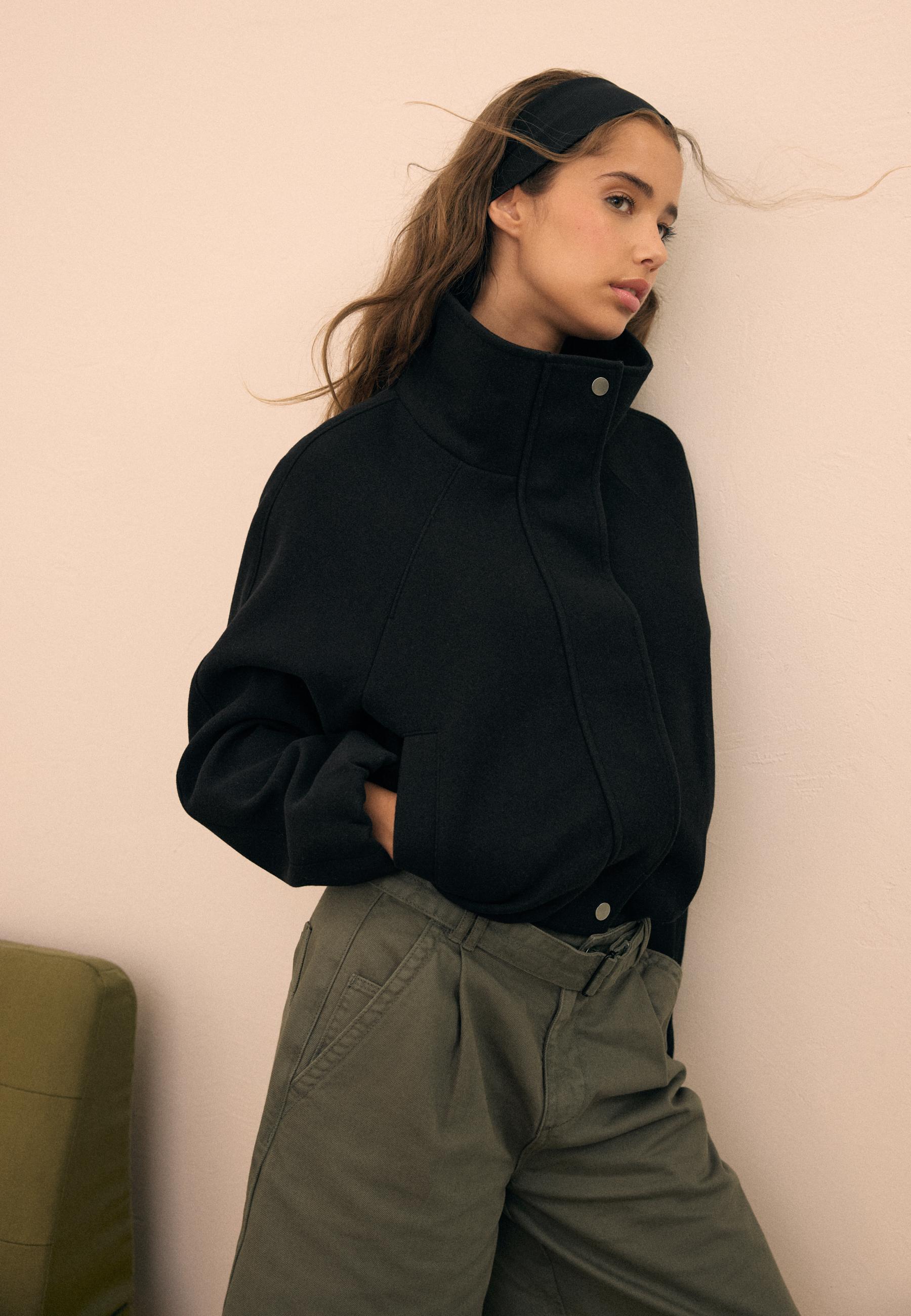 Soft-touch bomber jacket — Black