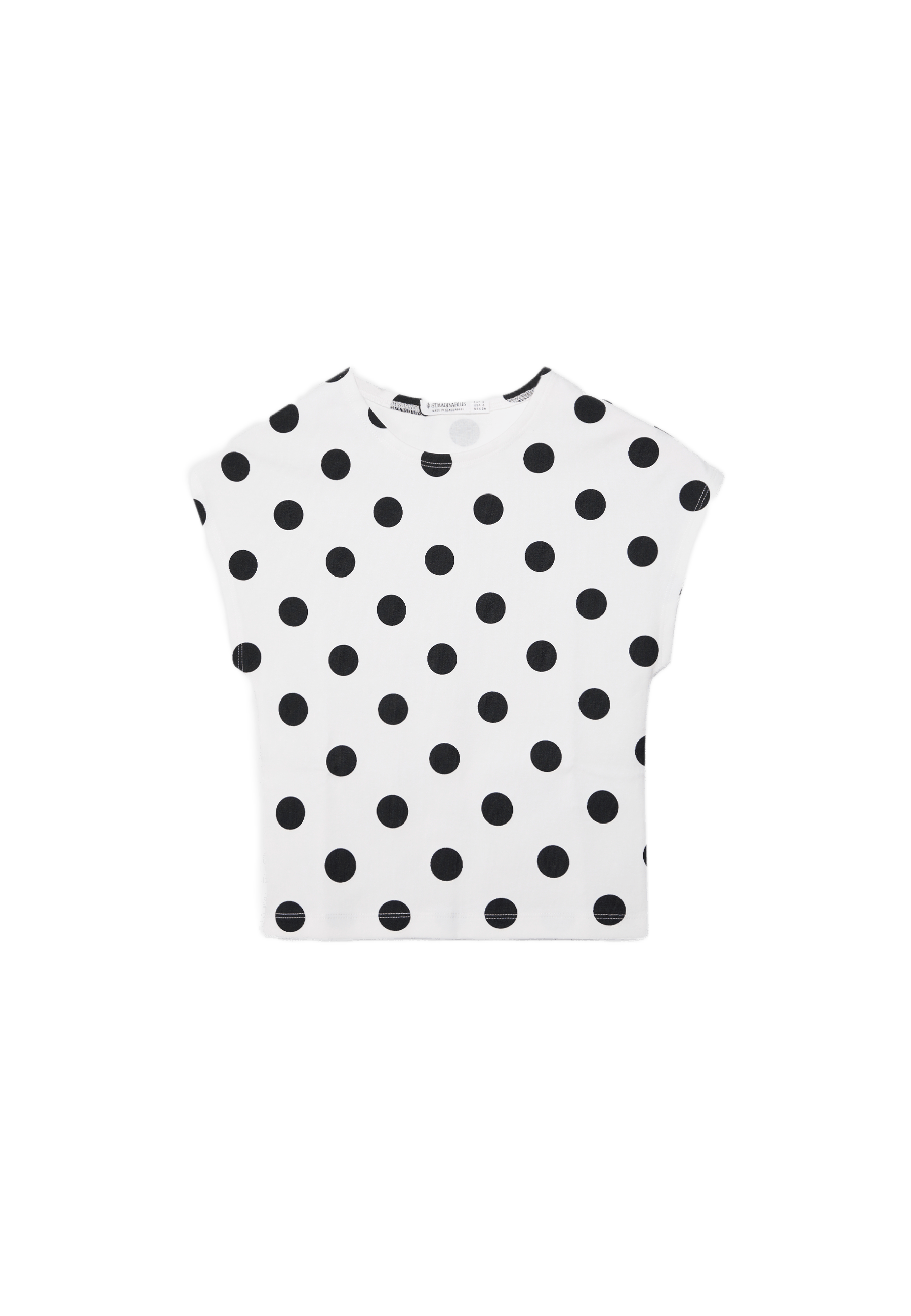 Cap sleeve polka dot T-shirt — Ecru