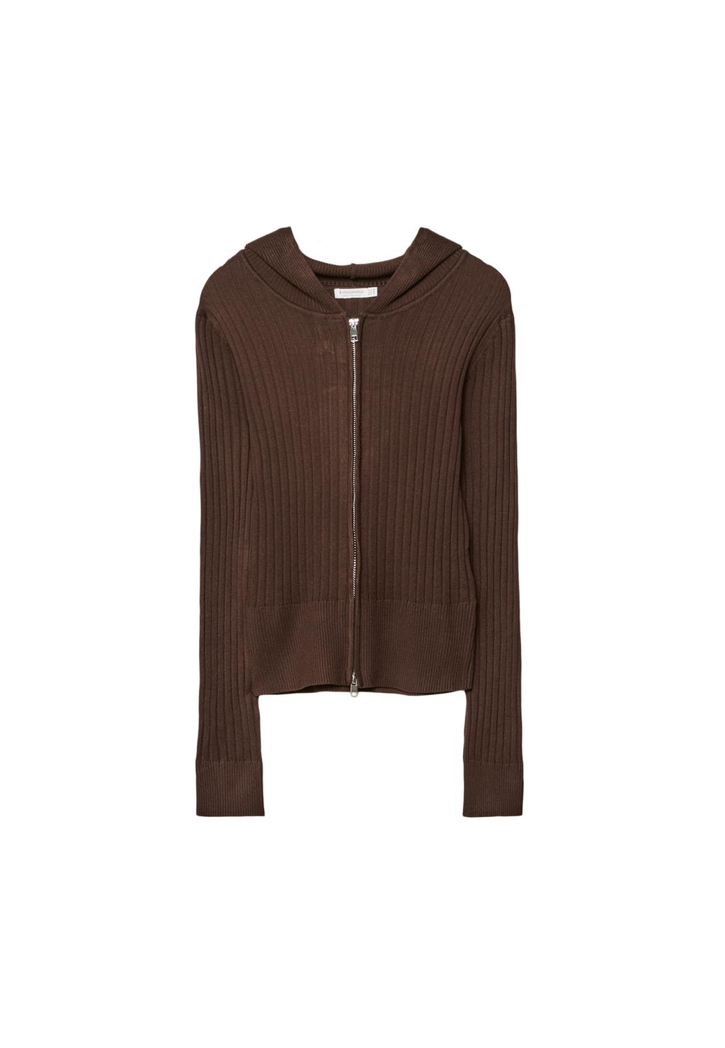 Zip-up knit cardigan