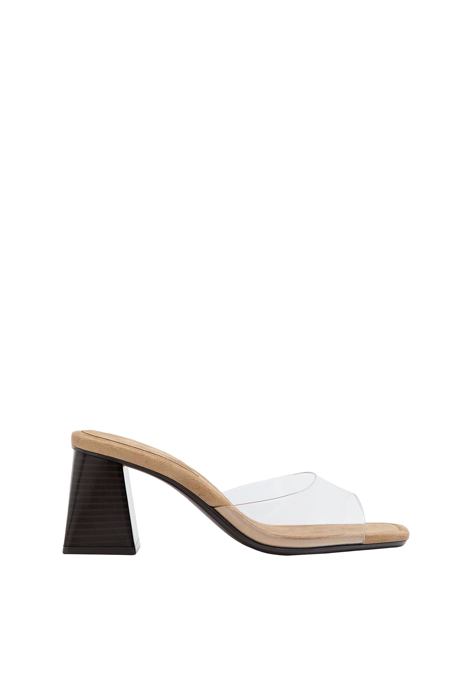 Vinyl block heeled sandals — BEIGE