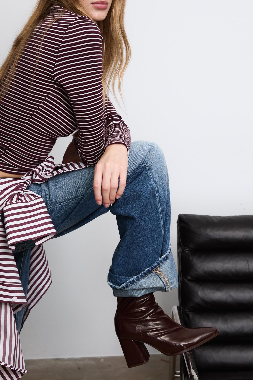 High-heel stretch ankle boots