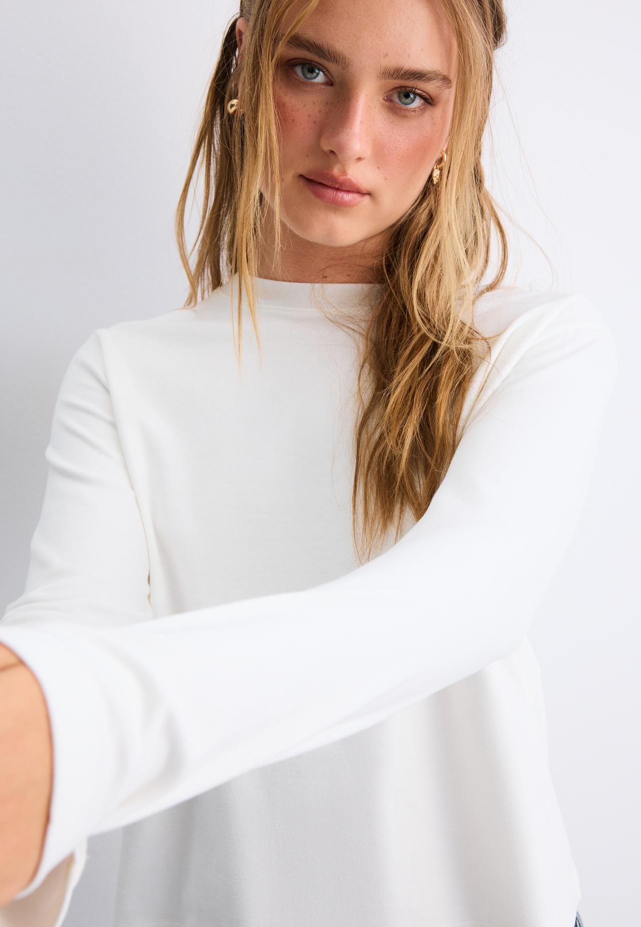 Basic regular fit cotton T-shirt — Ecru