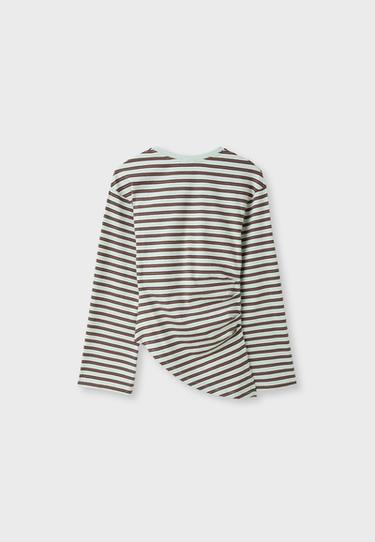 Asymmetric long sleeve striped T-shirt — Pastel green 8