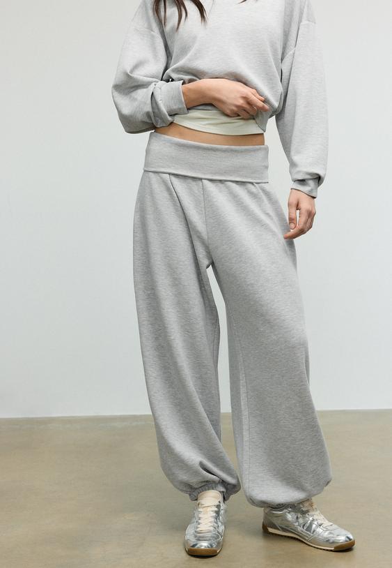 balon jogger pantolon katlamal bel yumusak doku