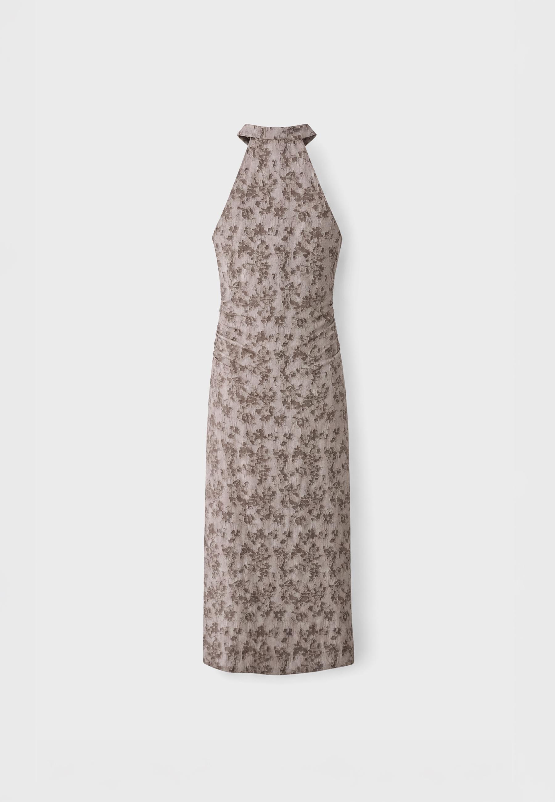 Jacquard midi dress — Brown